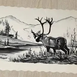 Vintage 1971 Marilyn L Higgins 32 Reprints Charcoal Sketches, Alaska Placemats