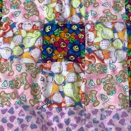 Baby Quilt/Blanket, Hearts, Elephants, Teddy Bears, Flowers, Floor Mat, 38 x 38 Inches