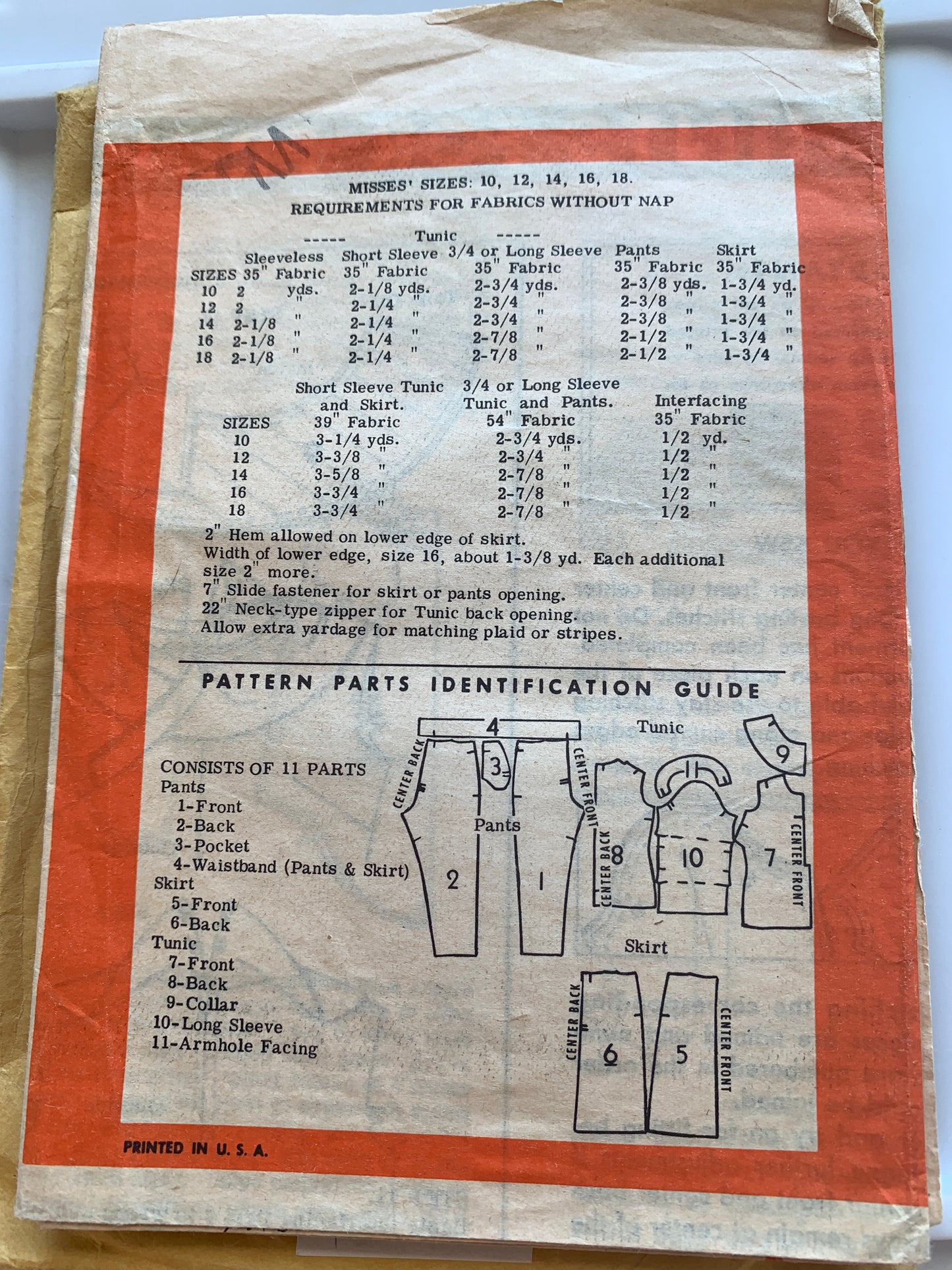 Anne Adams Sewing Pattern 4570 Misses' Skirt, Top, Pants, Zipper Back, Size 14, Uncut, Vintage 1967