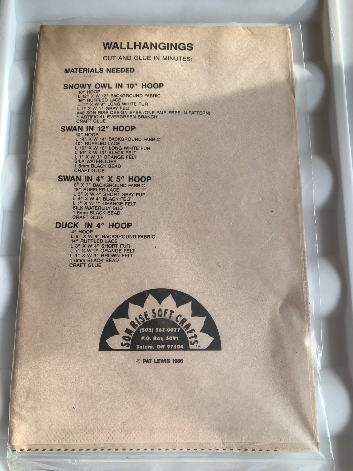 Son Rise Soft Craft Wall Hanging Animal Pattern Birds, Snowy Owl, Swan, Duck, Swan, Various Sizes, Uncut, Vintage 1981