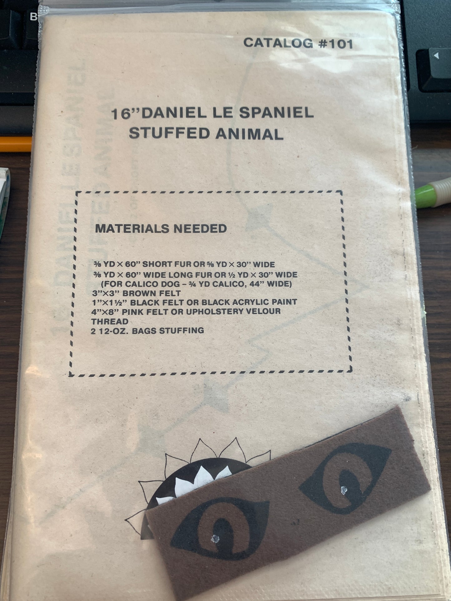 Son Rise Soft Craft Stuffed Animal Pattern Daniel Le Spaniel, Size 16 Inches, Uncut, Vintage 1981