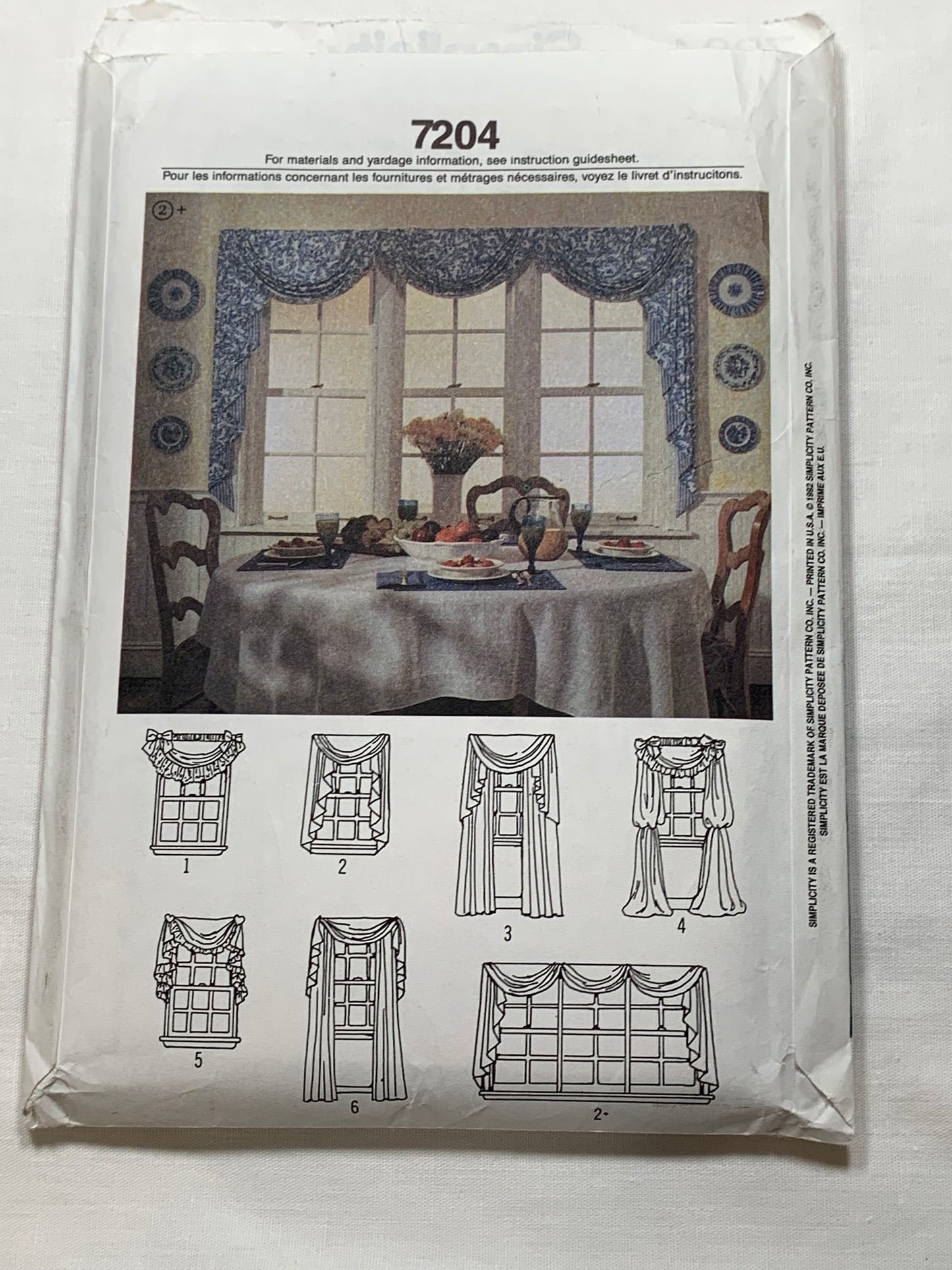 Simplicity Sewing Pattern 7727 Window Coverings, Curtains, Drapes, 6 Variations, Uncut, Vintage 1992
