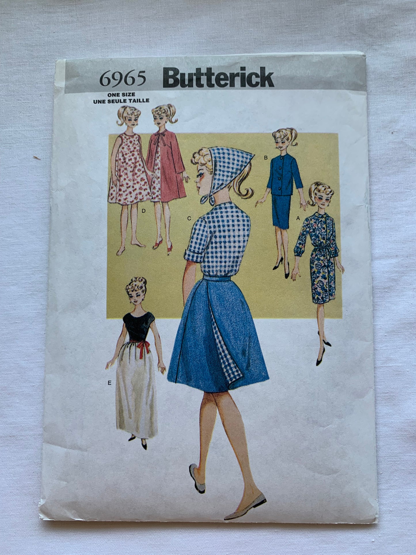 Butterick Sewing Pattern 6965 Wardrobe Fashion Dolls, Cher, Barbie, Farrah, Size 11 1/2-12 1/2, Cut, 2001