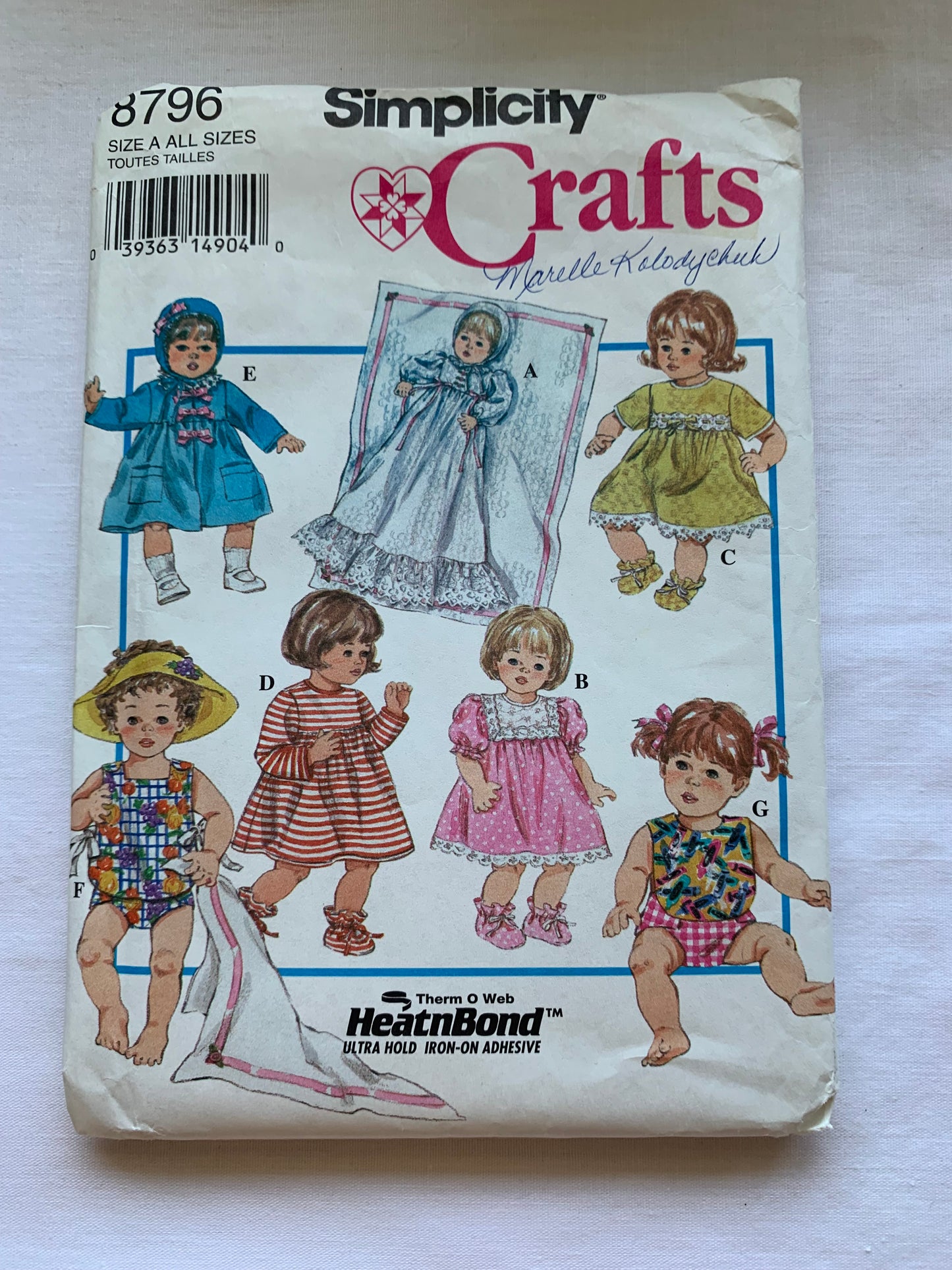 Simplicity Sewing Pattern 8796 Doll Clothes Three Sizes 12"-22", Christening Dress, Hat, Bootees, Coat, Hat, Playsuit, Bib, Blanket Cut, Vintage 1994