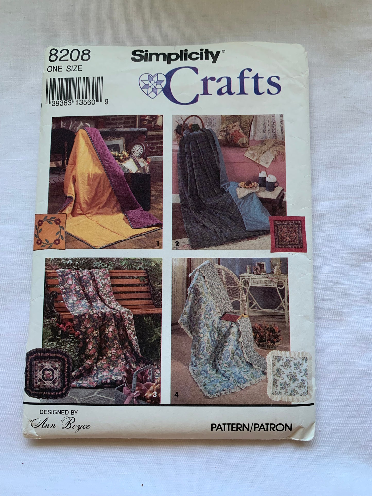 Simplicity Sewing Pattern 8208 Crafts, Pillow in a Quilt, Pocket, Ruffles, Cut, Vintage 1992