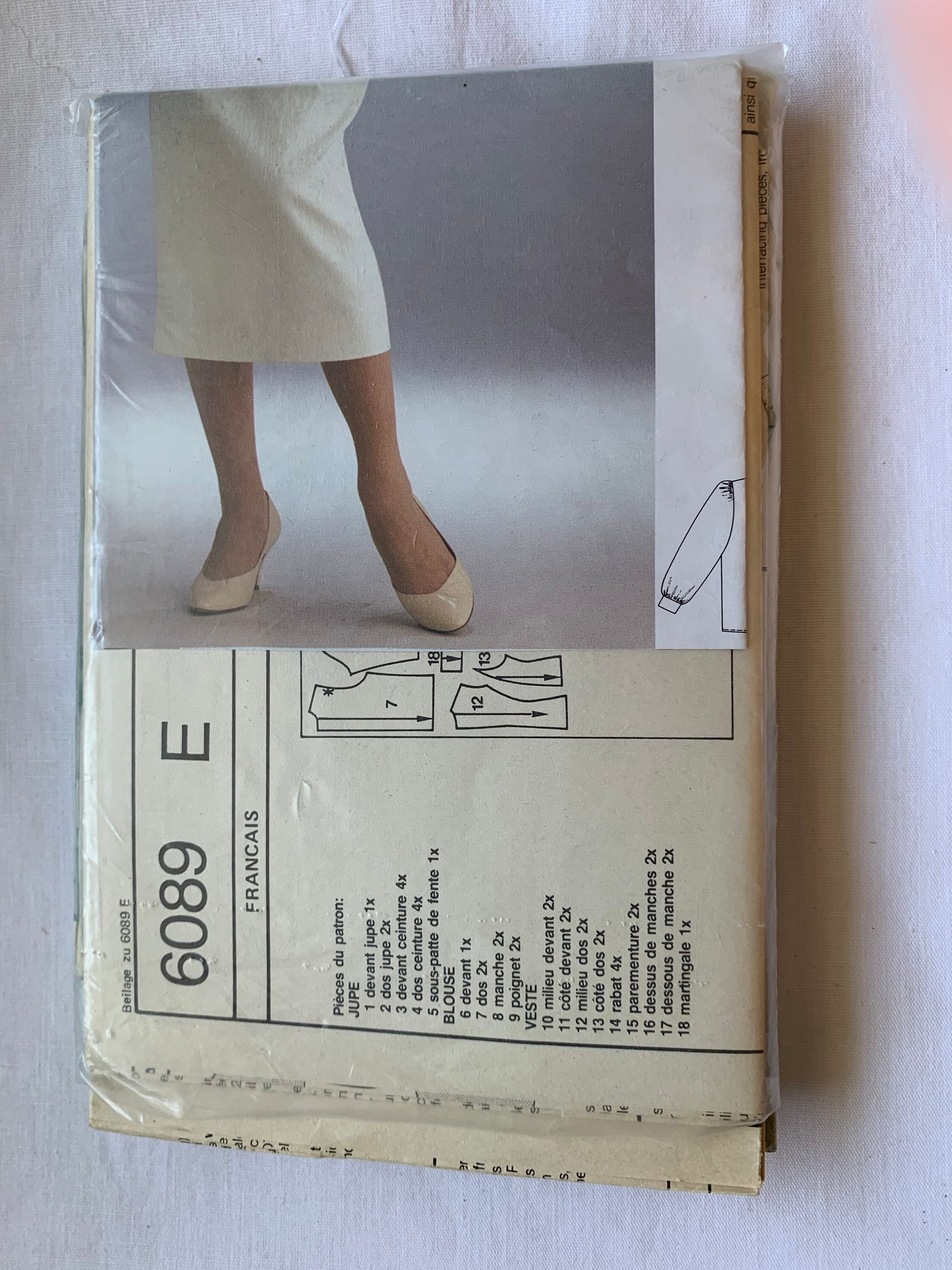 Burda Sewing Pattern 6089 Misses' Skirt, Top, Jacket, Button Front, Long Sleeves, Zipper Back, Size 34-46, Cut, Vintage 1995