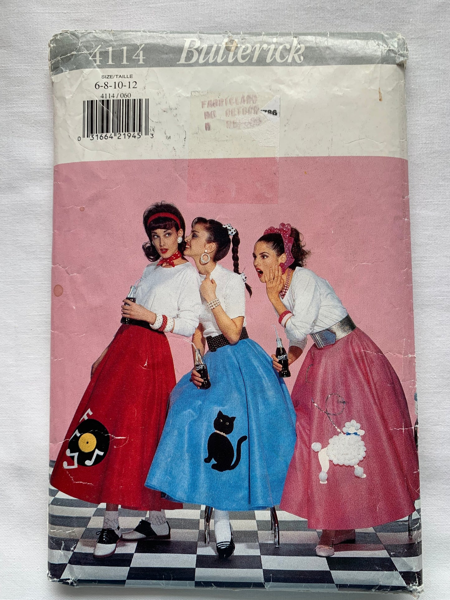 utterick Sewing Pattern 4114 Misses' Circular Poodle Skirt, Flared, 3 Variations, Size 6-12, Uncut, Vintage 1998