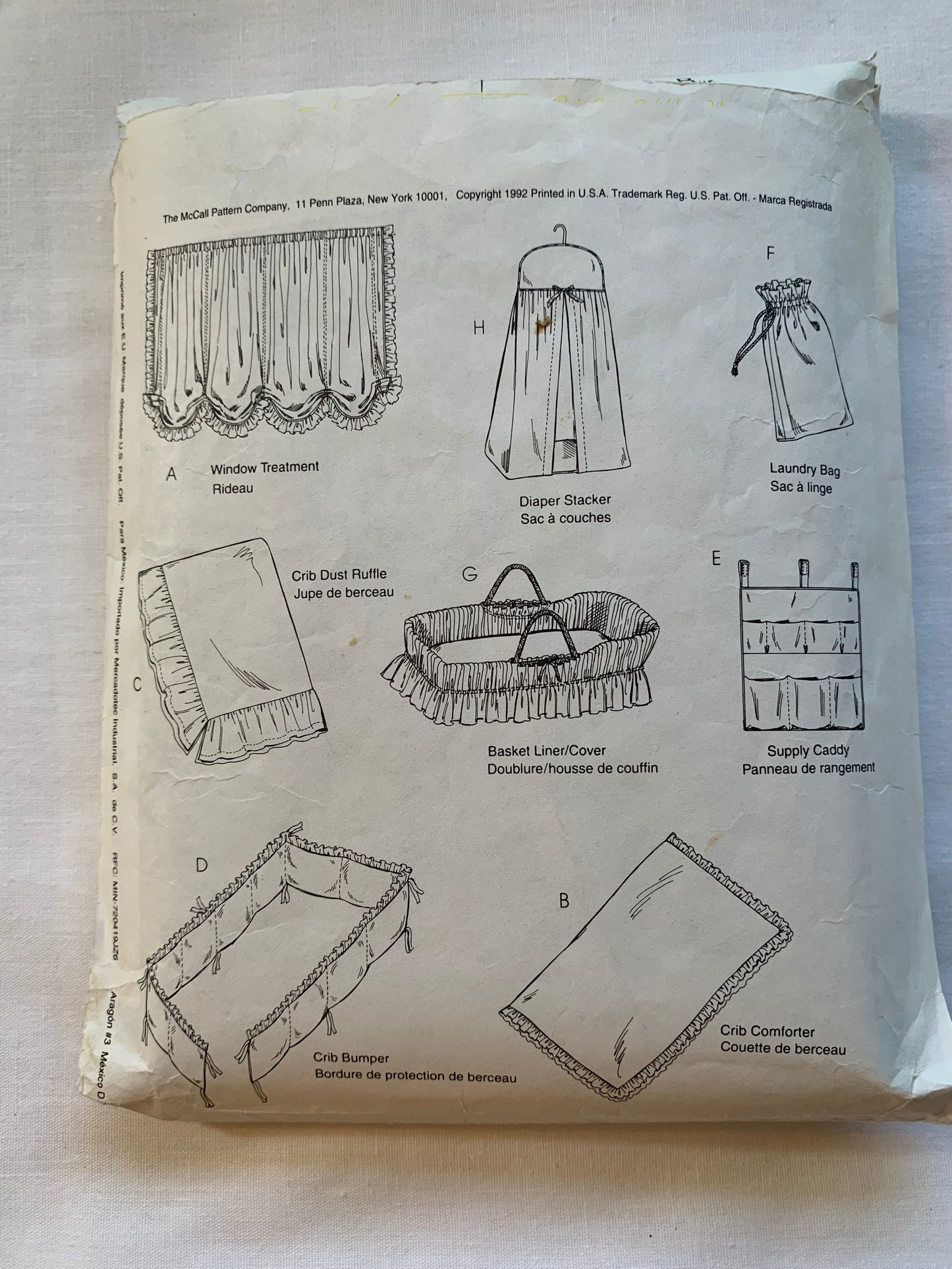 McCall's Sewing Pattern 5795 Crafts, Baby Room Essentials, Comforter, Dustruffle, Bumper, Laundry Bag, Caddy, Cut, Vintage 1992