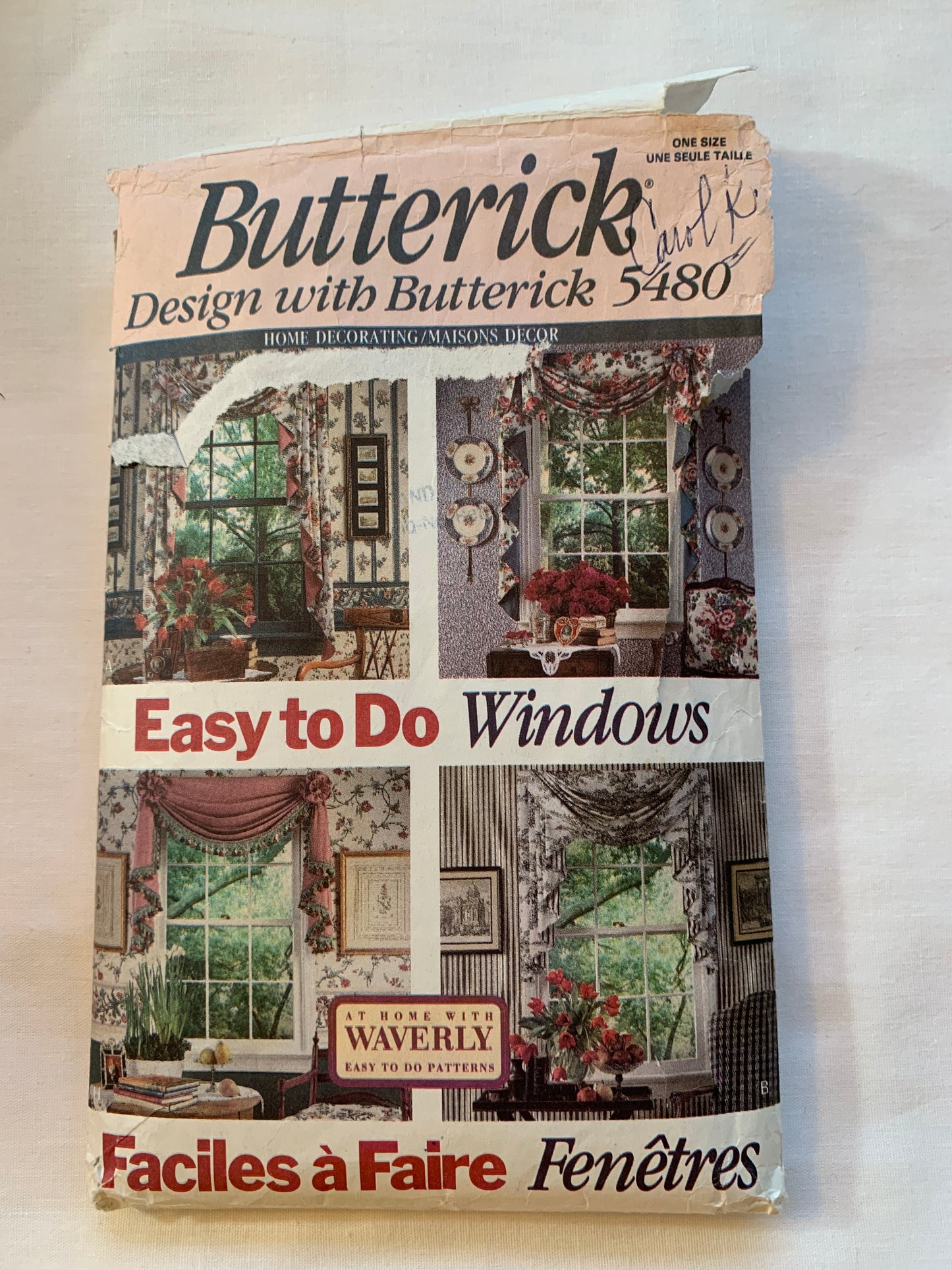Butterick Sewing Pattern 5480 Window Shades, Coverings, 10 Variations, Unlined, Curtains, Jabot, Valance, Swag, Cafe, Cut, Vintage 1991
