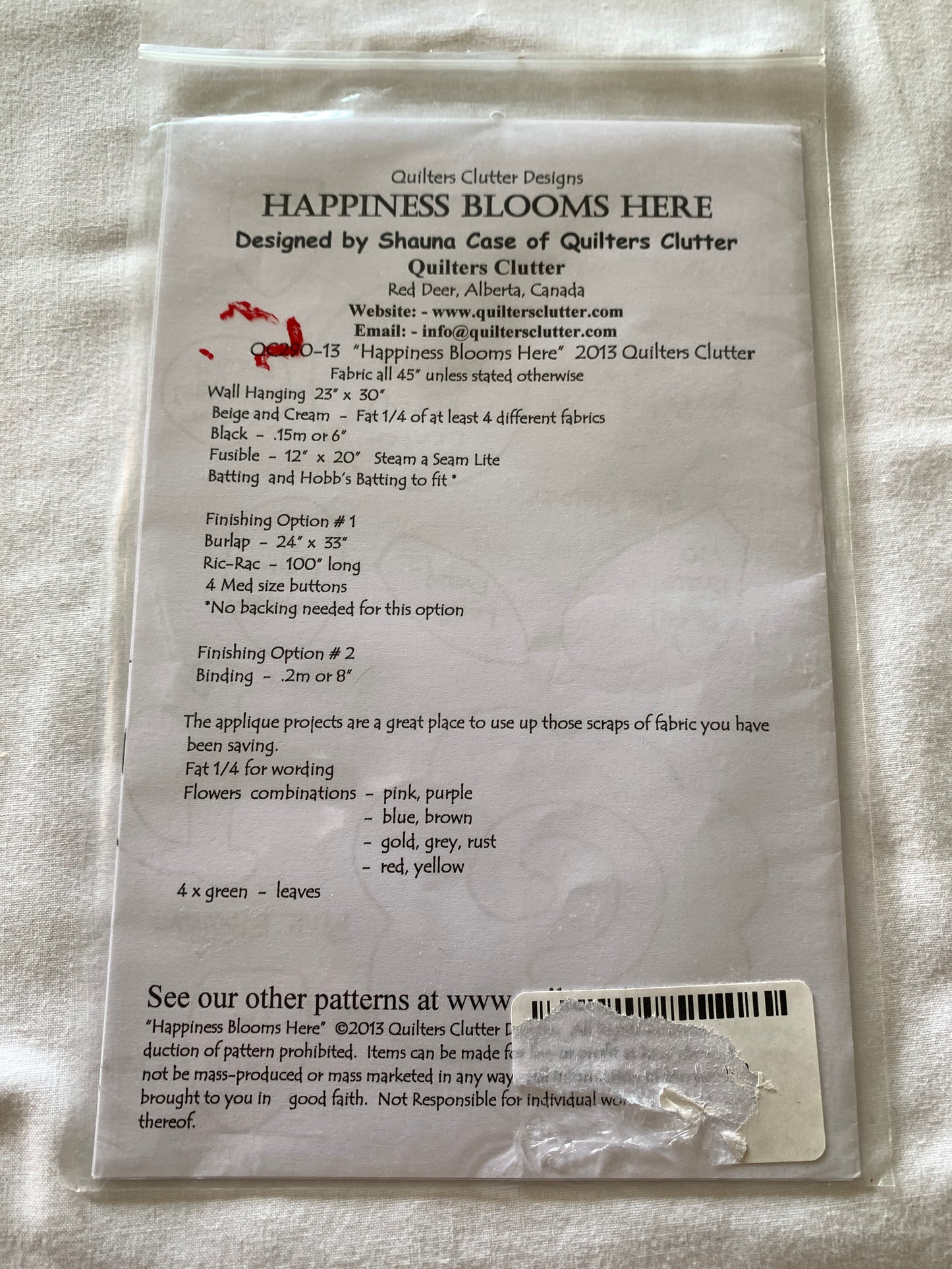 Wall Hanging Happiness Blooms Here, Shauna Case, Quilted, Quilters Clutter, Quilted