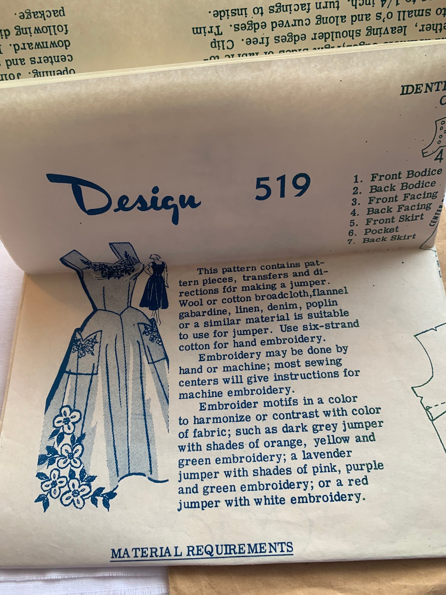 Design 519 Misses' Dress, Jumper, Zipper Back, Sleeveless, Pockets, Fitted, Darts, Vintage 1955