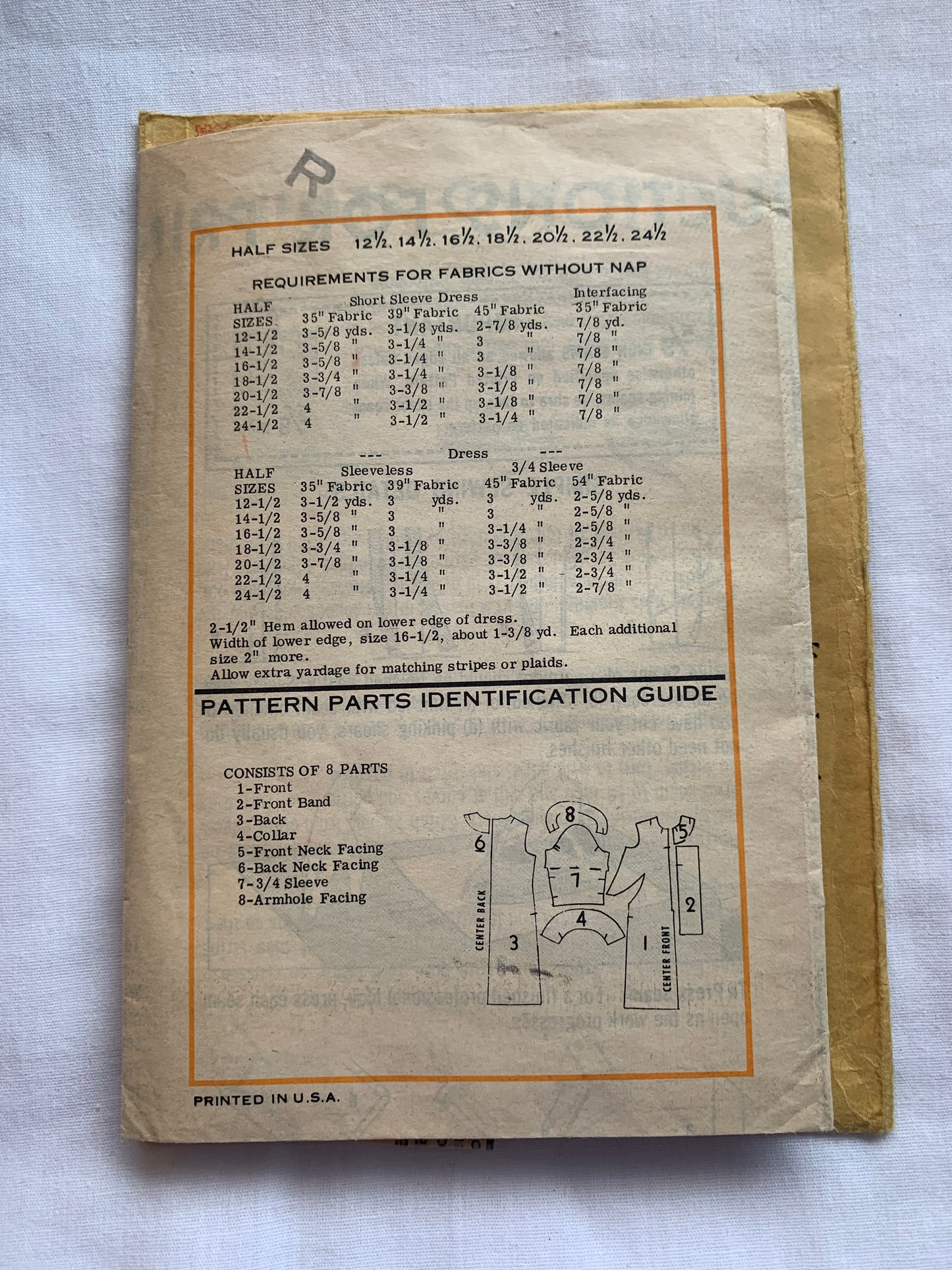 Family Herald Sewing Pattern 9069 Misses'/Women's Half Sizes Dress,Button Front, Sleeveless, Darts, Fitted, Size 14 1/2, Cut, Vintage 1967