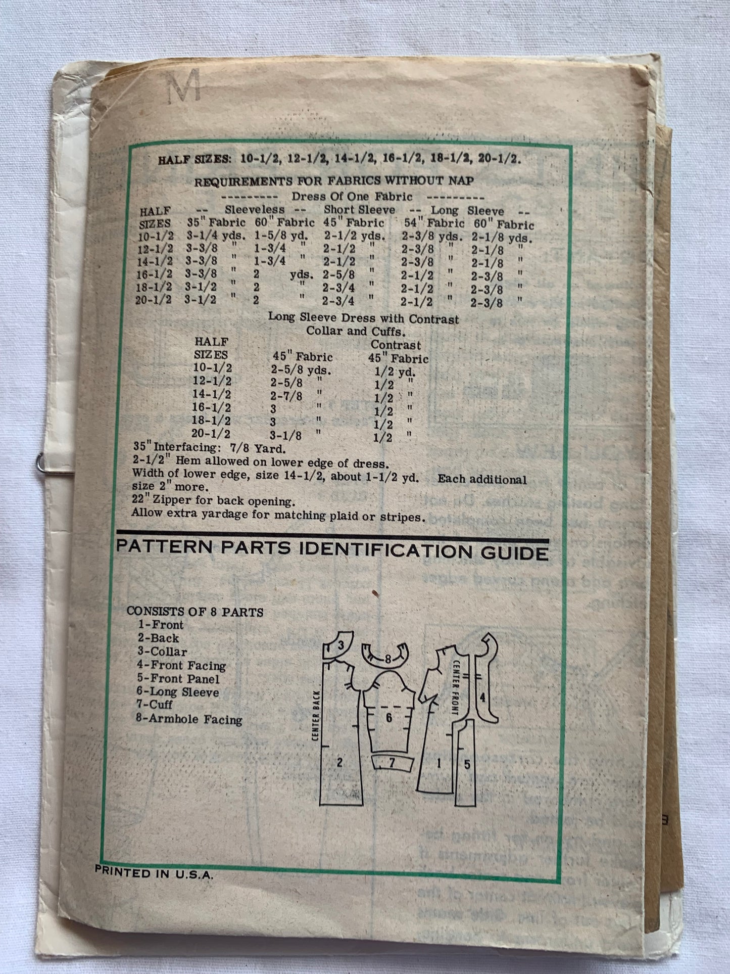 Free Press Sewing Pattern 9166 Misses'/Women's Half Sizes Dress, Zipper Back, Long Sleeves, Darts, Fitted, Size 14 1/2, Cut, Vintage 1974