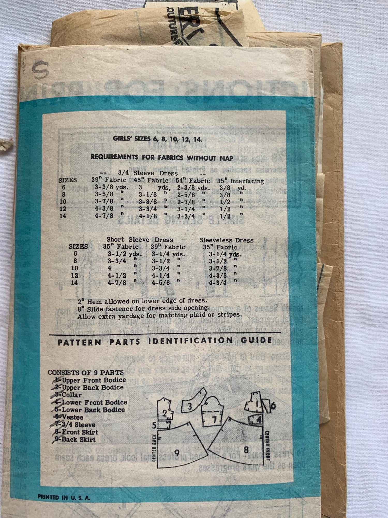 Free Press Sewing Pattern 9138 Girls' Dress, Sleeveless, Flared Skirt, Zipper Back, Size 12, Cut, Vintage 1961