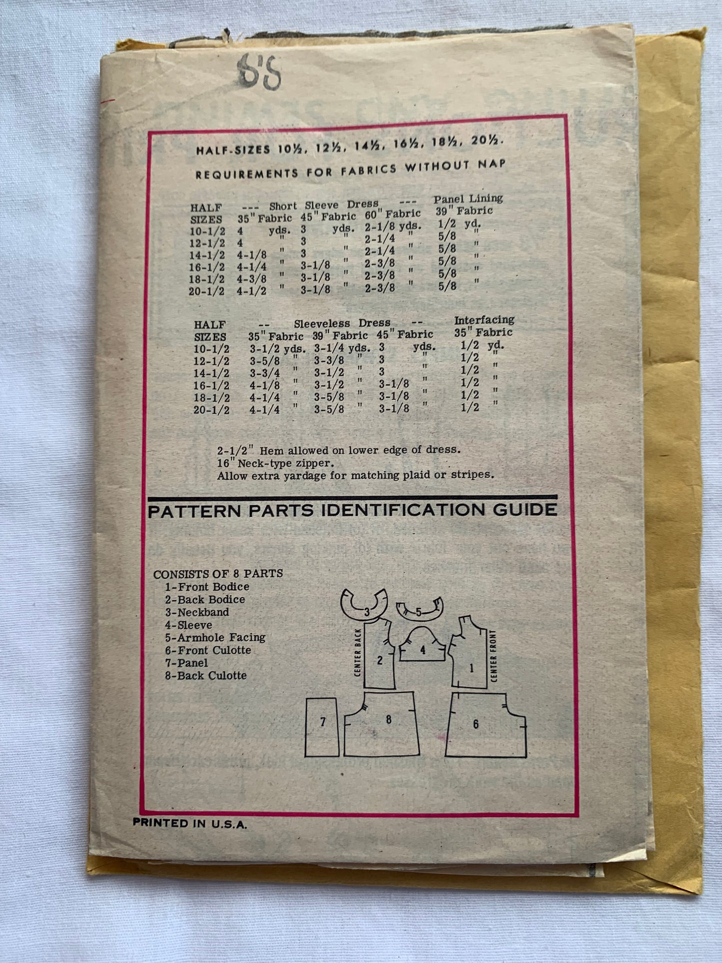 Free Press Sewing Pattern 9265 Misses'/Women's Half Size Skirt, Top, Zipper Front, Sleeveless, Darts, Fitted, Size 14 1/2, Cut, Vintage 1971