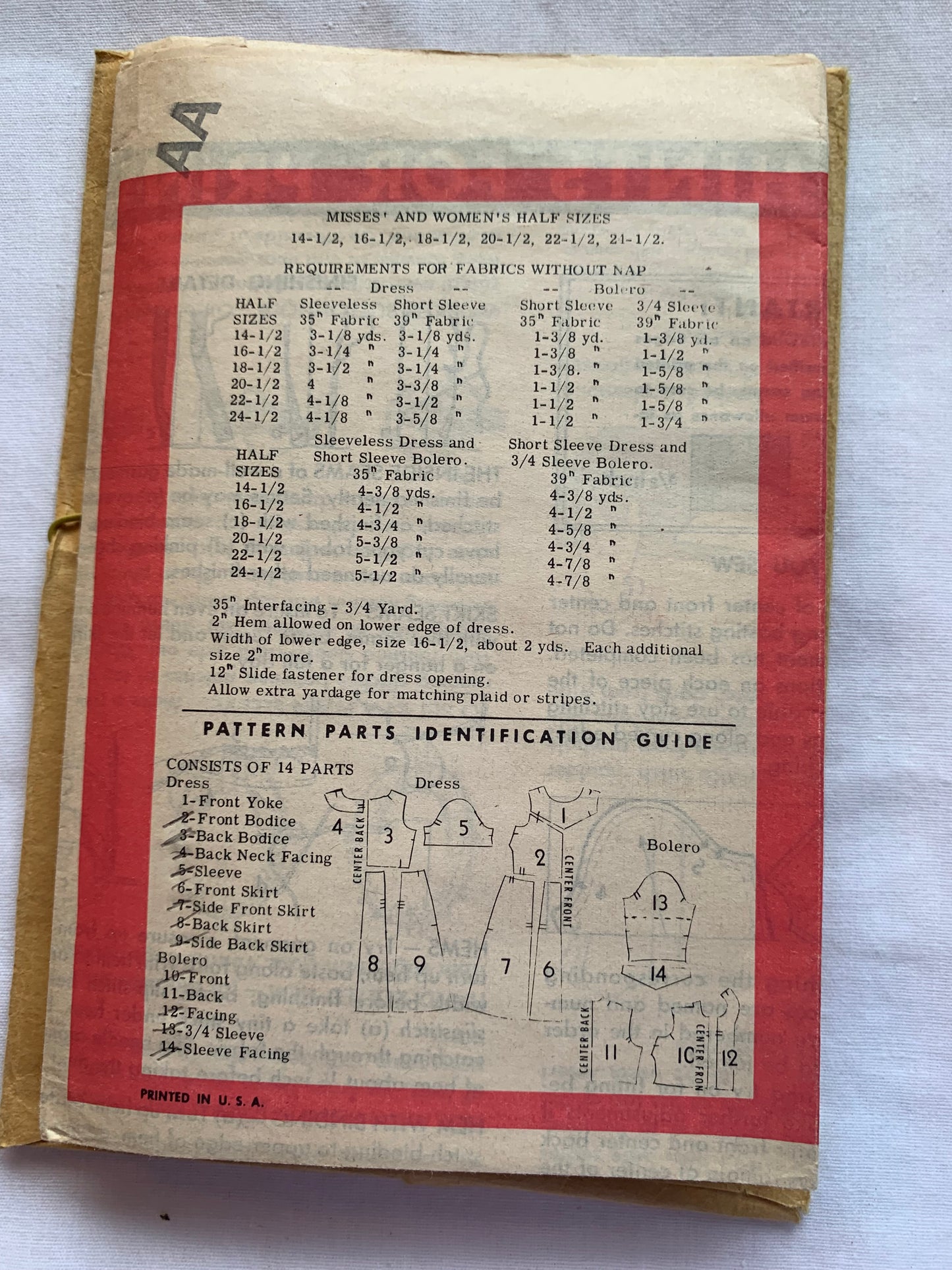 Star Weekly Sewing Pattern 4651 Misses'/Women's Half Sizes Dress, Zipper Back, Sleeveless, Darts, Fitted, Size 16 1/2, Cut, Vintage 1965