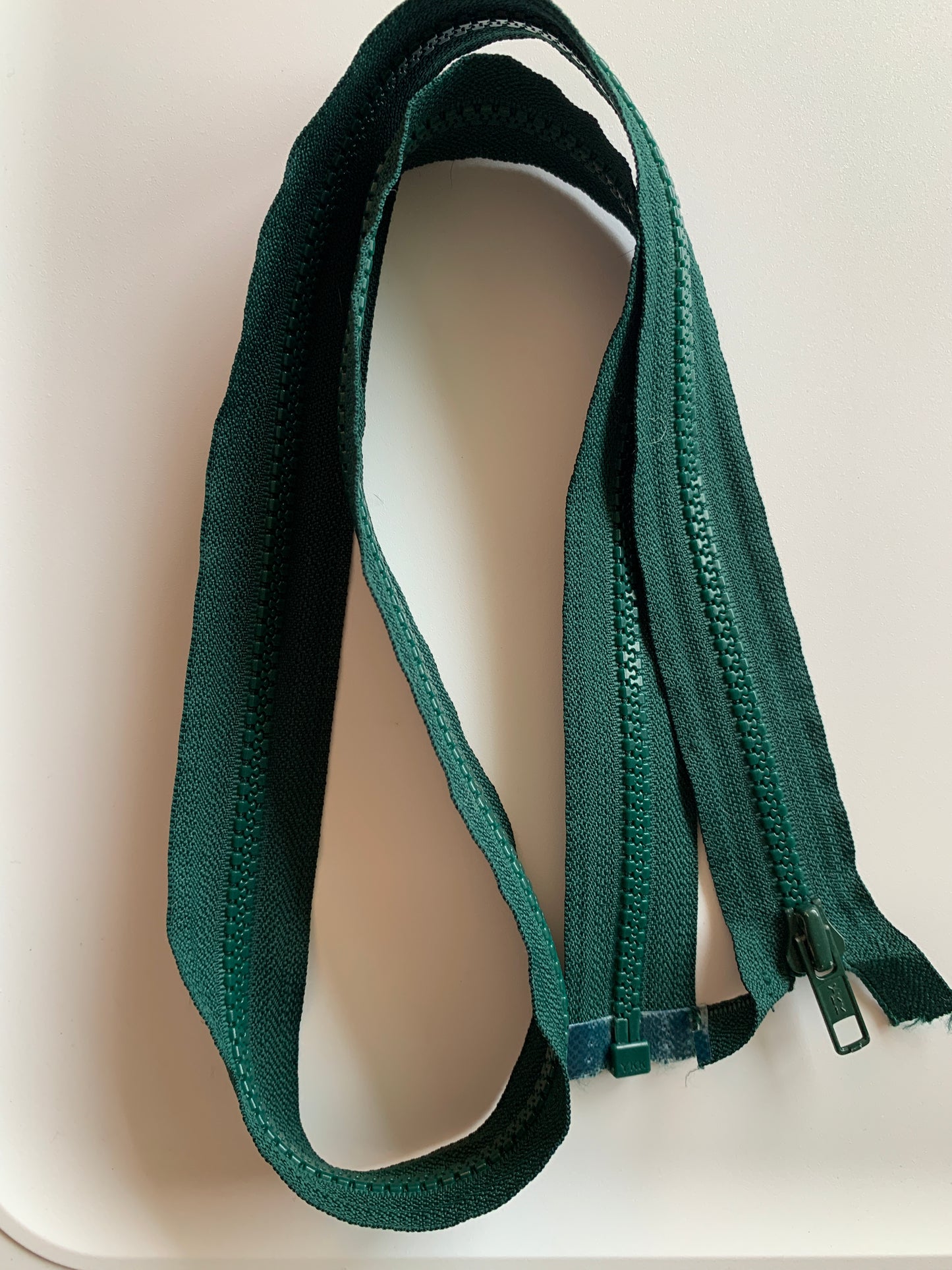 36 Inch Non-Separating Zipper, Forest Green, Molded Plastic, New