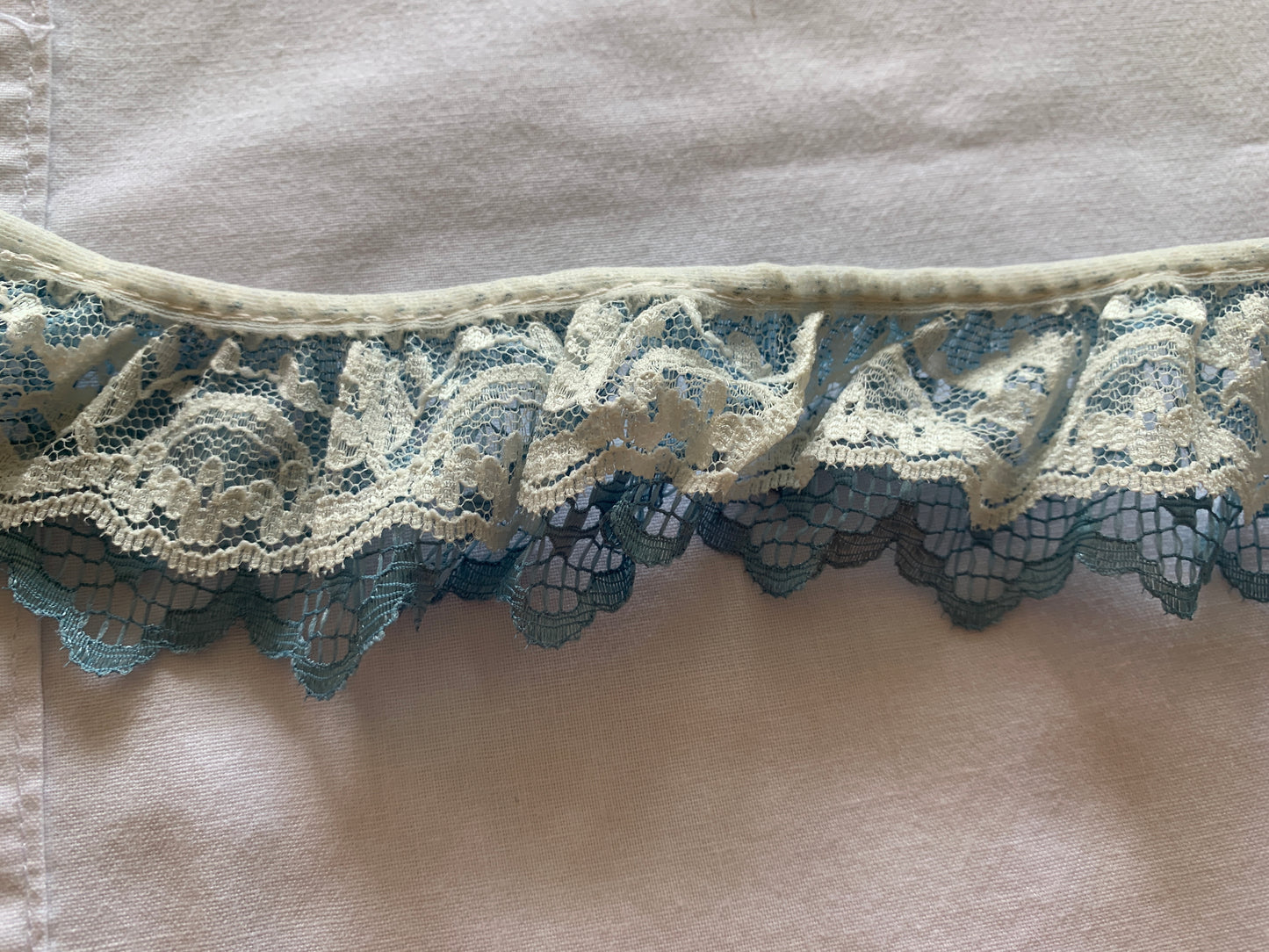 Lace White & Blue Two Tiers, 8 Feet, 2 Inch Wide, Trim, Lace, Crafts, Hobbies, Photos. Card-Making, Baby Clothes