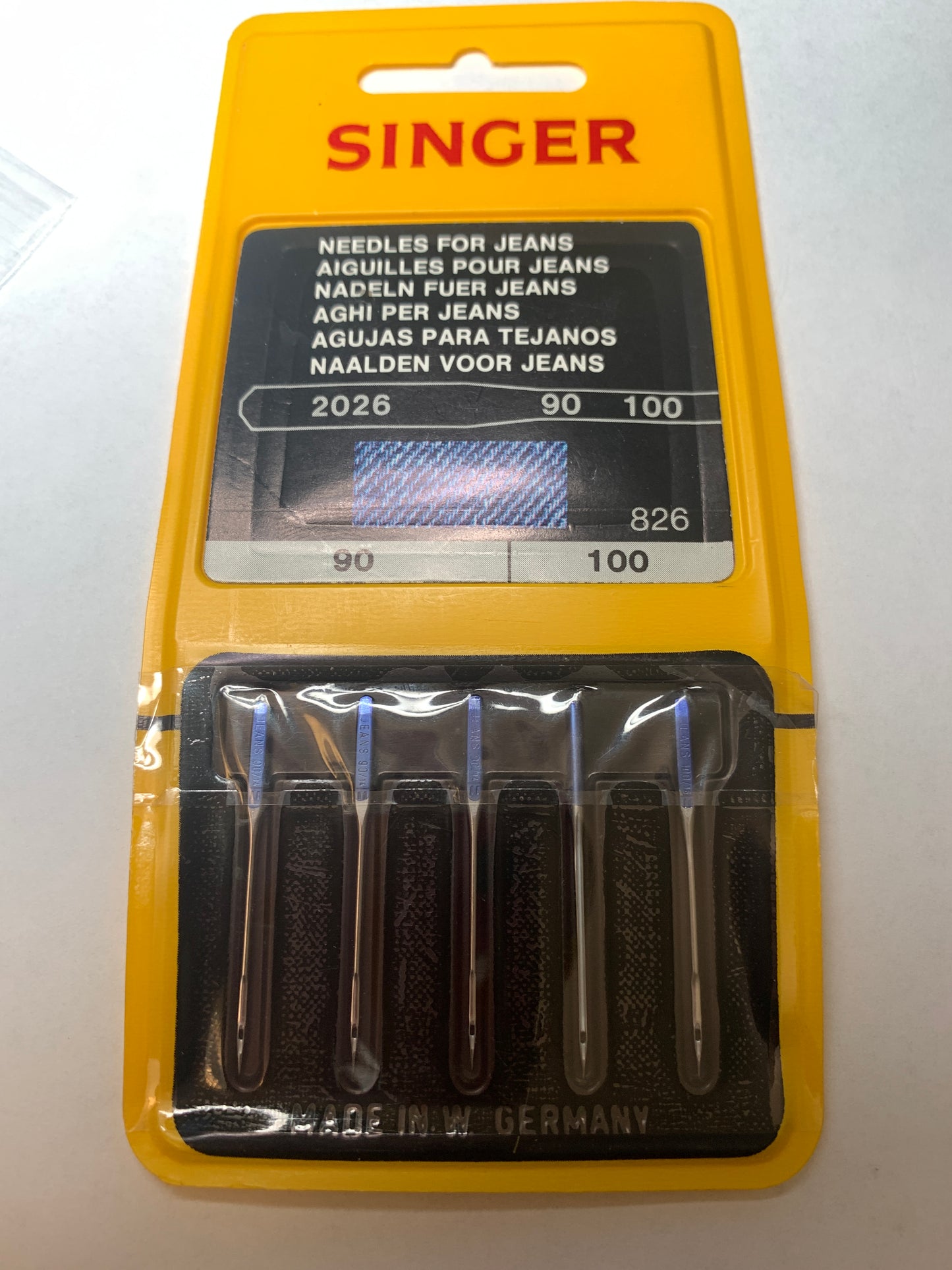 5 Machine Needles, Size 16, Blue Jeans, Fits Most Domestic/Imported Machines