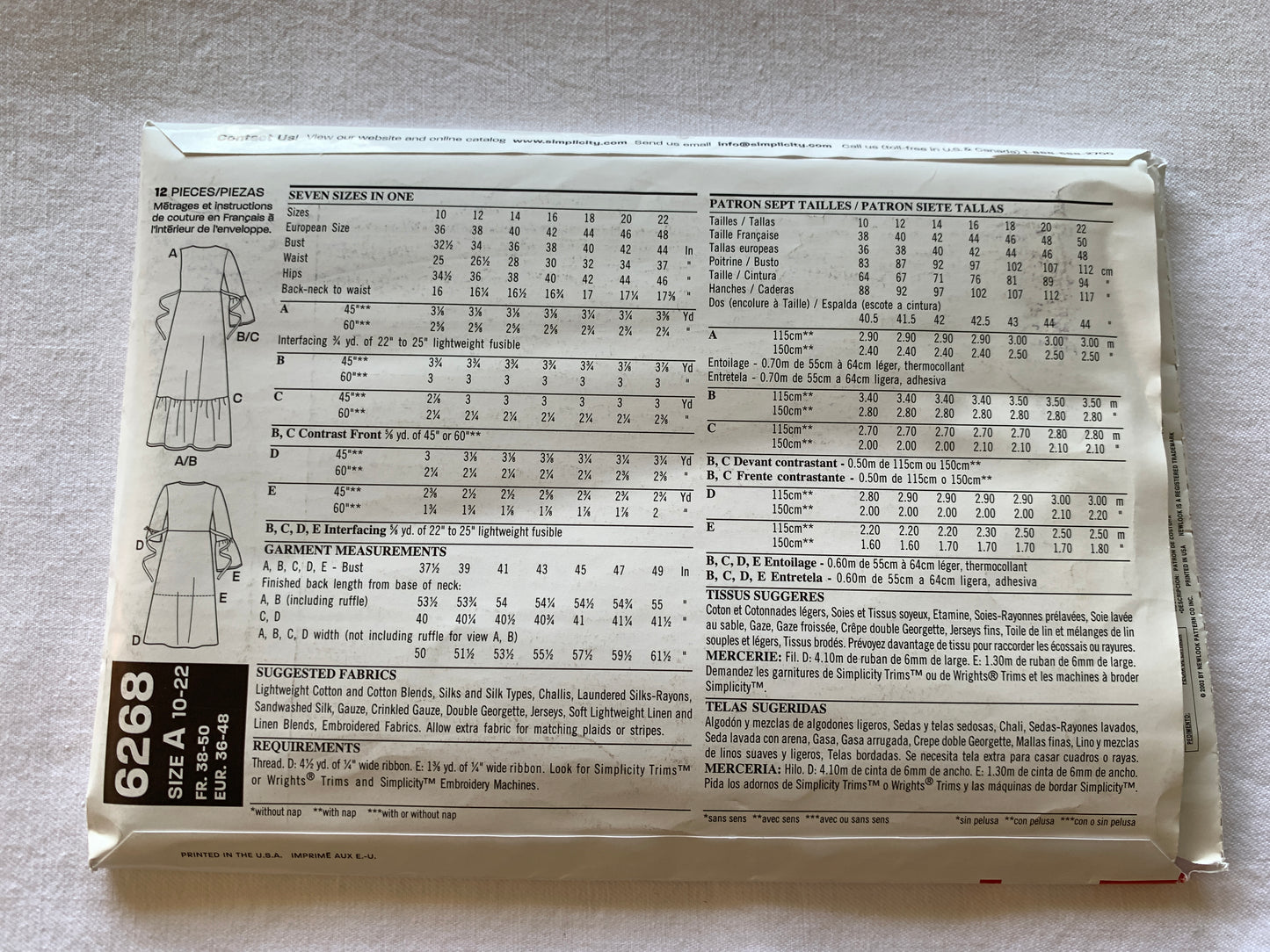 Simplicity New Look Sewing Pattern 6268 Misses' Dresses, Sleeveless, 5 Variations, Two Lengths, Size 10-22, Uncut, Vintage 2003