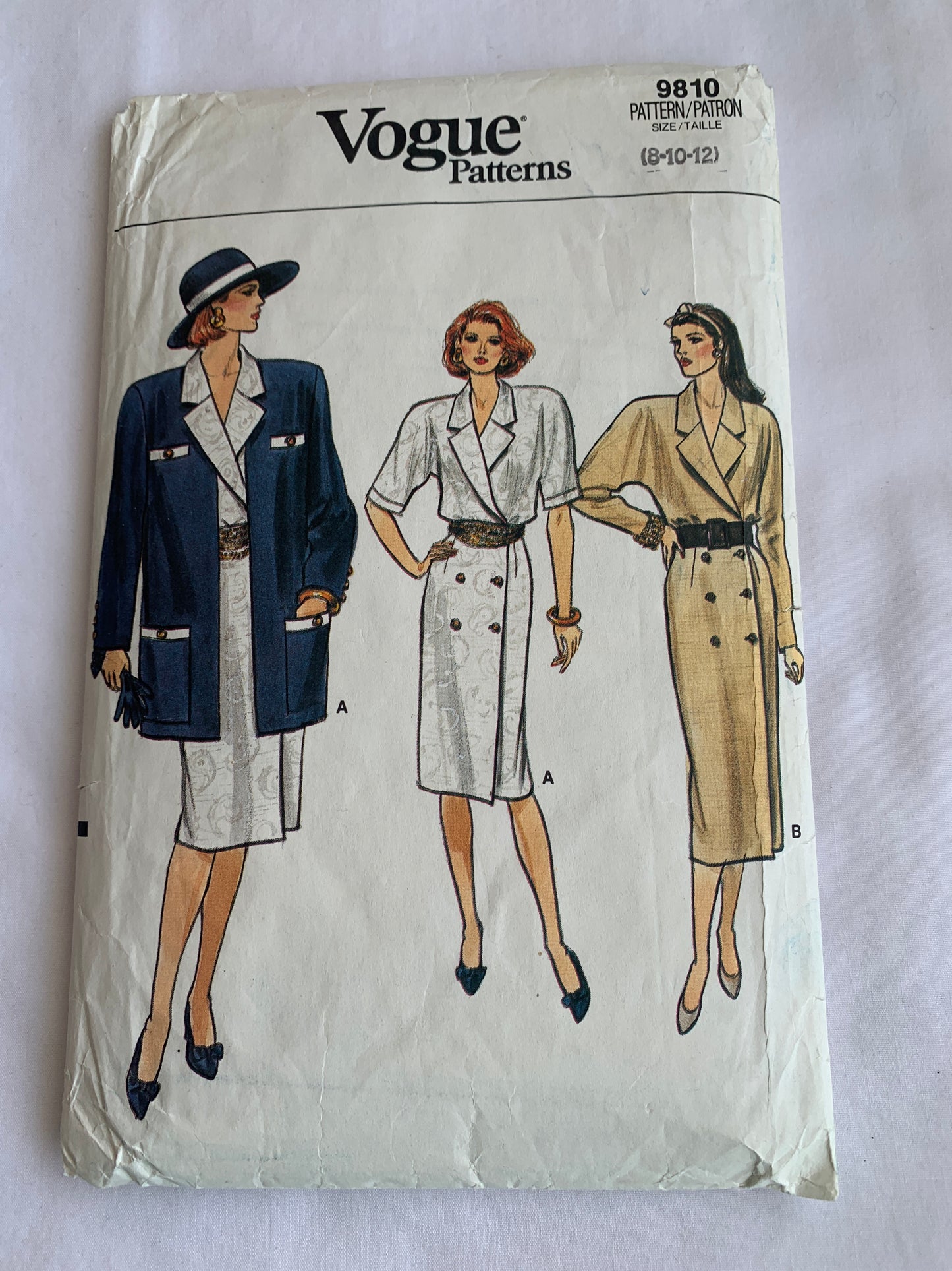Vogue Sewing Pattern 9810 Misses' Jacket, Dress, Loose-Fitting, Unlined, Pockets, Size 14, Cut, Vintage 1987