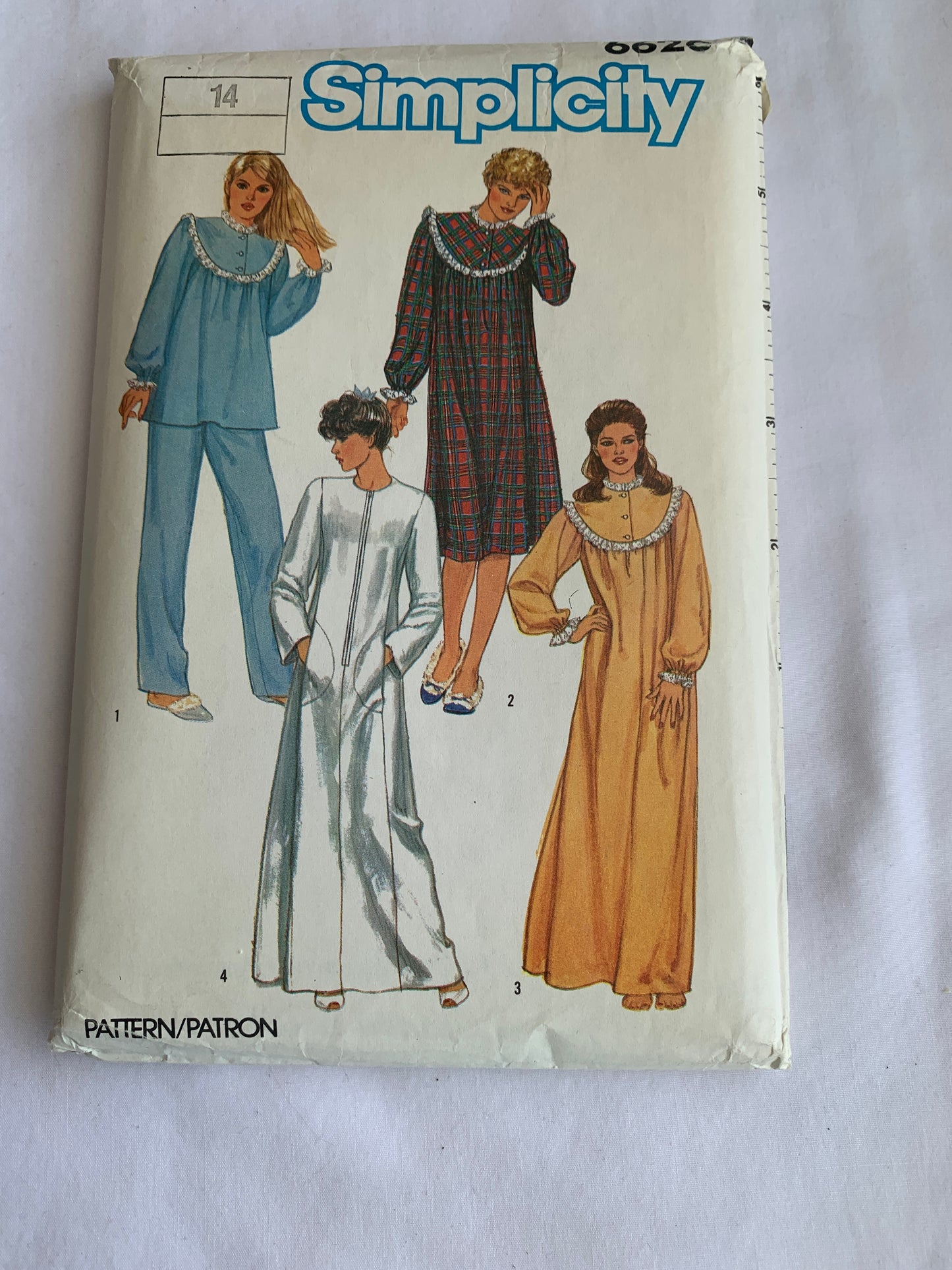 Simplicity Sewing Pattern 6626 Misses' Pants, Robe, Elastic Waist, Sleepwear, Pajamas, Nightgown, Two Lengths, Size 14, Uncut, Vintage 1984
