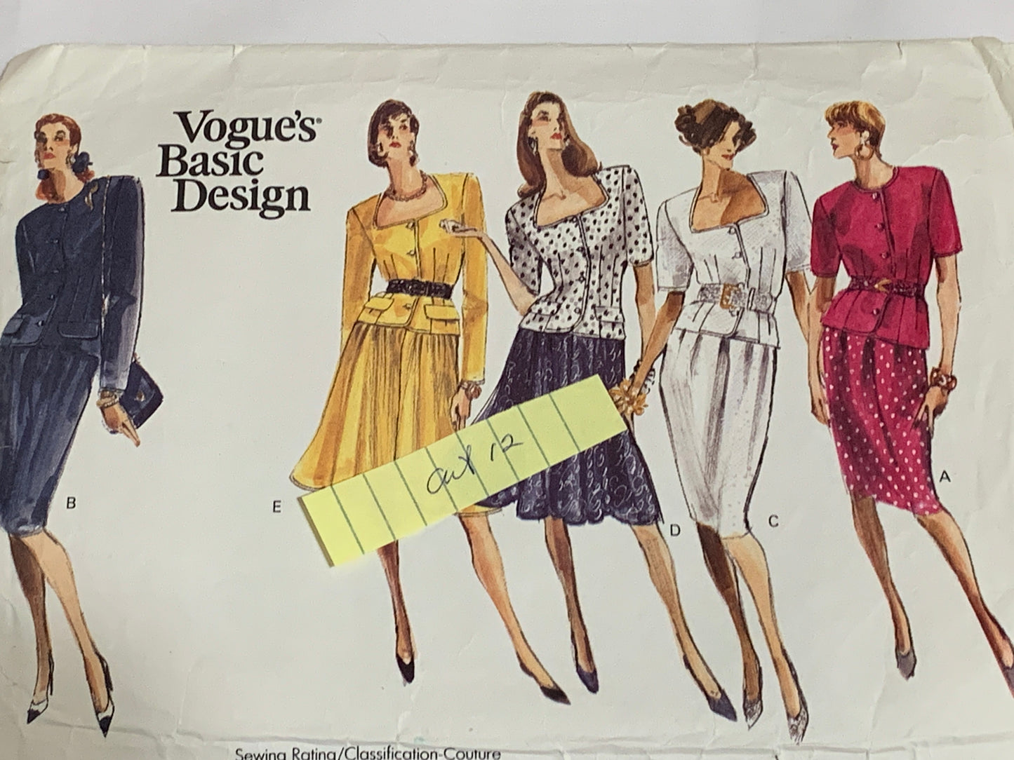Vogue Sewing Pattern 2241 Misses'/Misses' Petite Top, Skirt, Semi-Fitted, Flared, Zipper Back, Button Front, Size 12, Cut, Vintage 1989