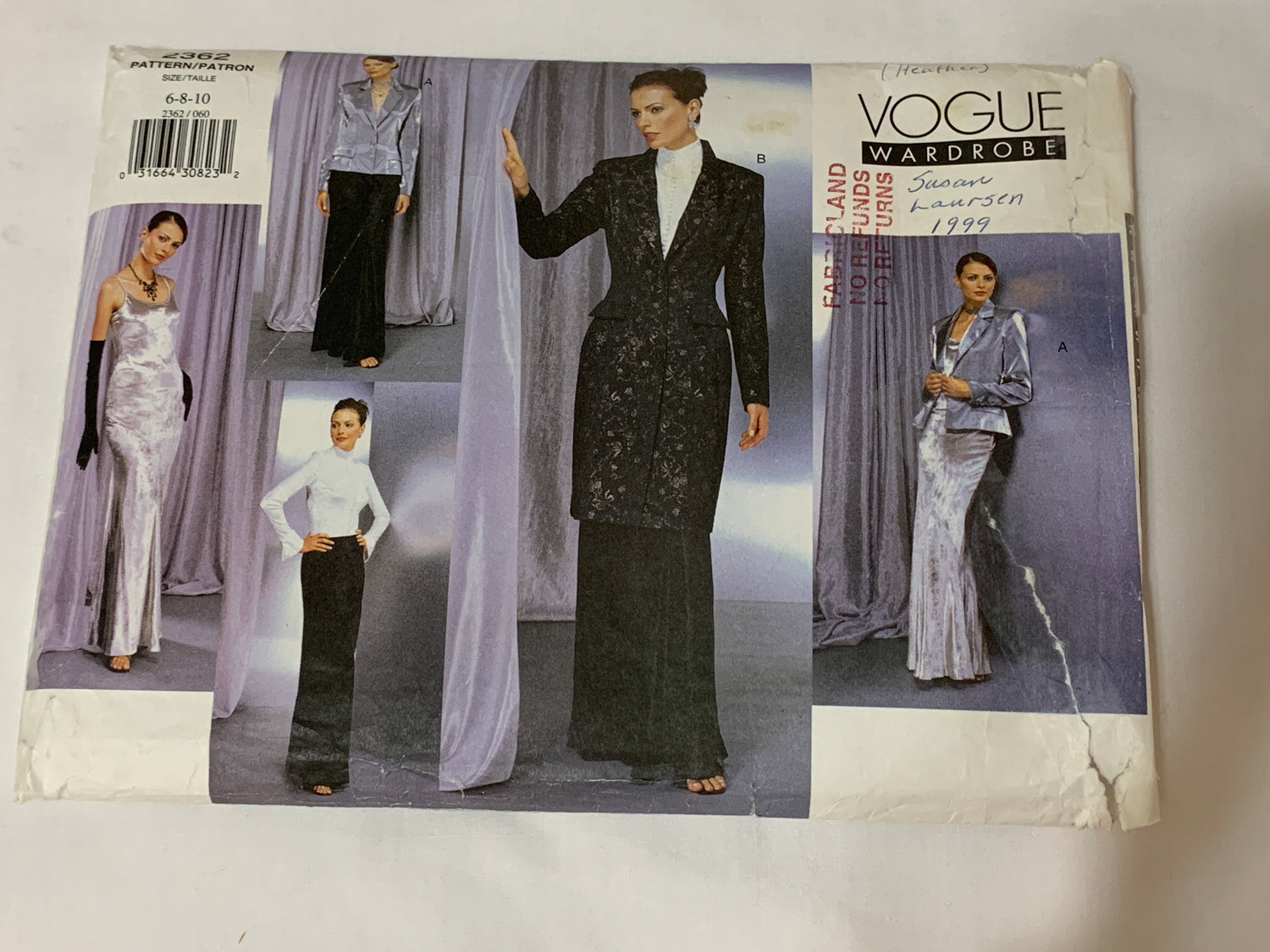 Vogue Sewing Pattern 2362 Misses' Jacket, Dress, Blouse, Skirt, Size 6-10, Cut, Vintage 1999