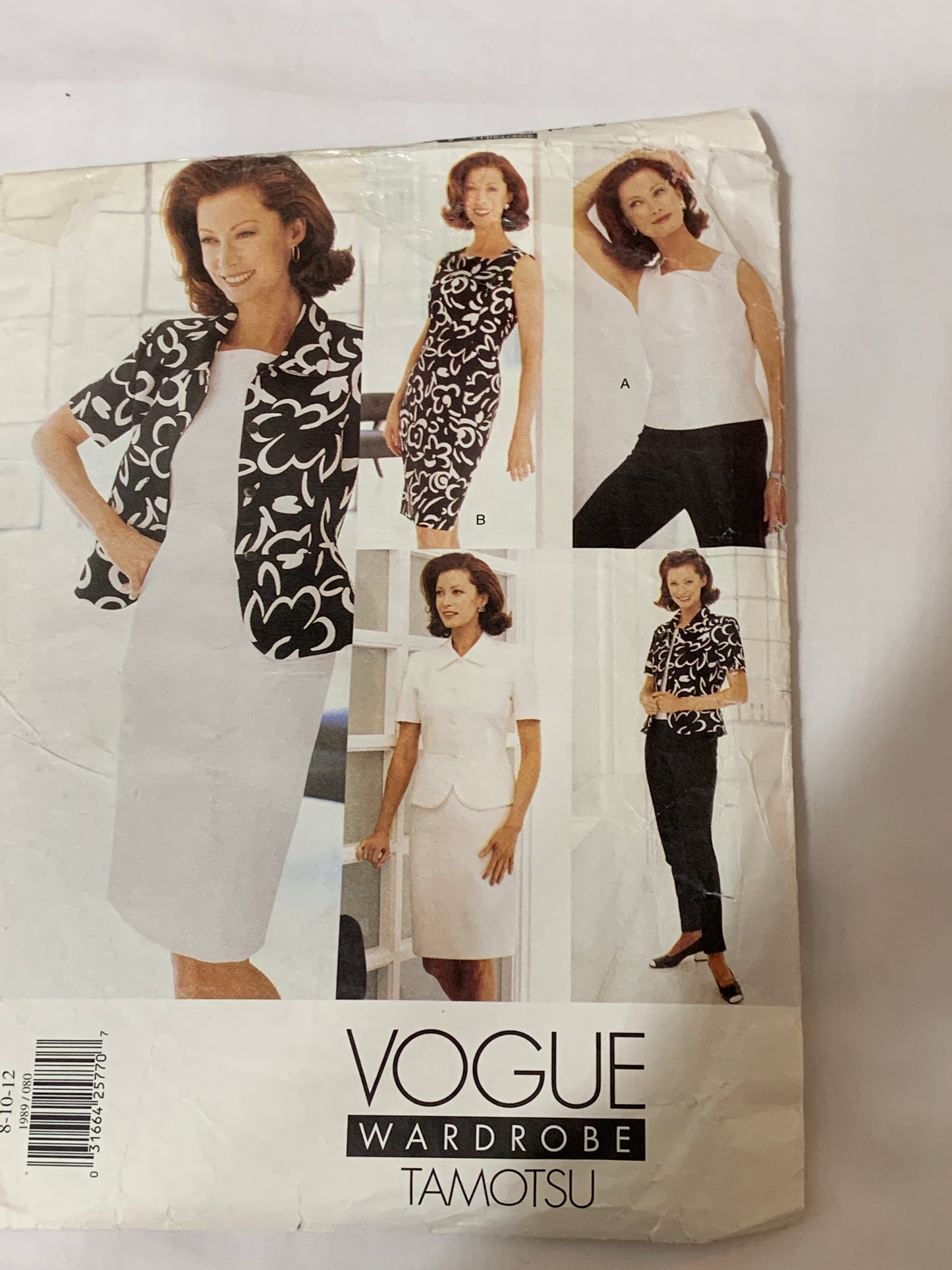 Vogue Tamotsu Sewing Pattern 1989 Misses'/Misses' Petite Jacket, Top, Skirt, Dress, Pants, Shoulder Pads, Zipper Back, Semi-Fitted, Size 8-12, Cut, Vintage 1997