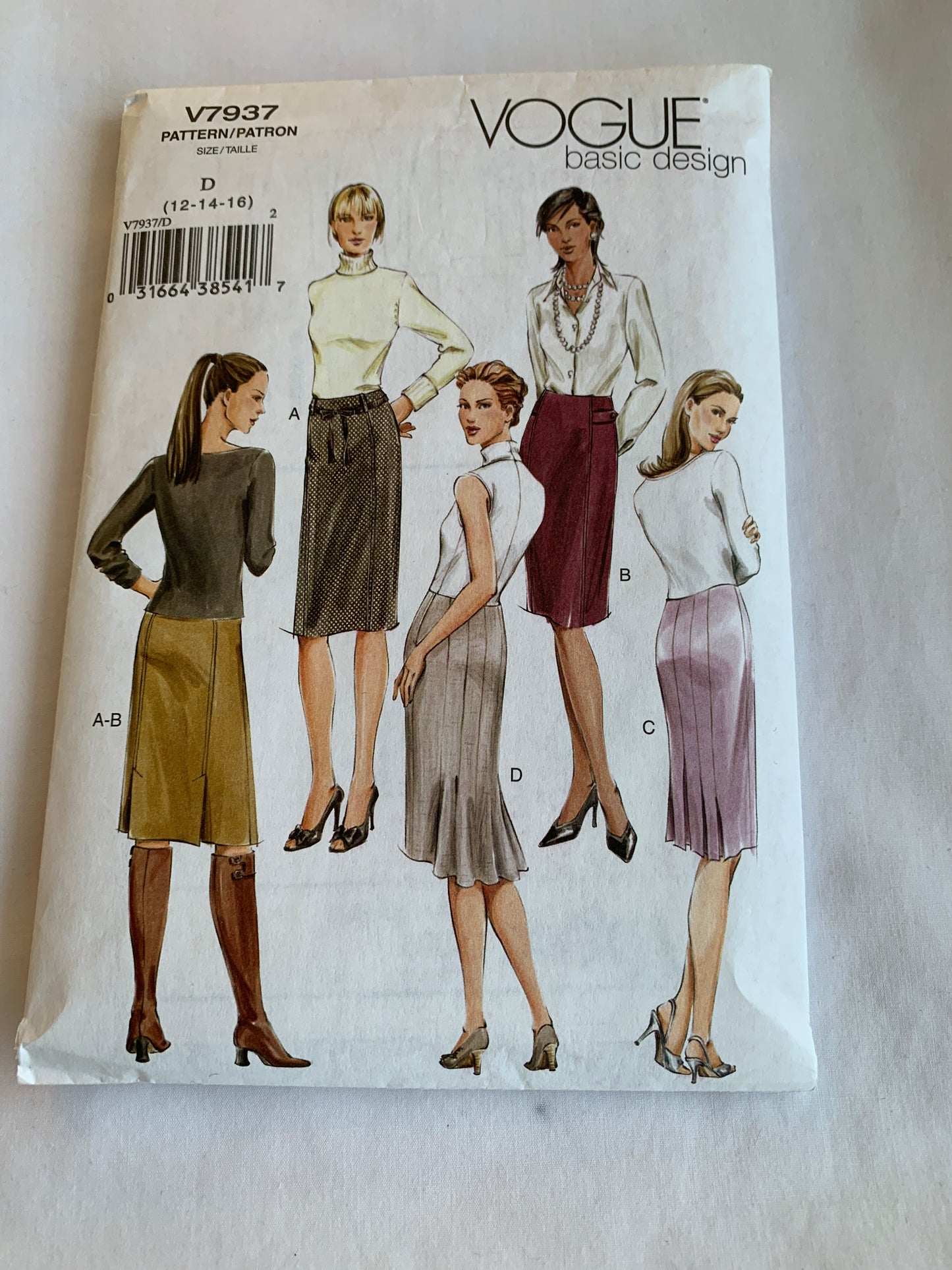 Vogue Sewing Pattern V7937 Misses'Misses' Petite Skirts, Three Lengths, Princess Seams, Side Zipper, Size 12-16, Cut,2004