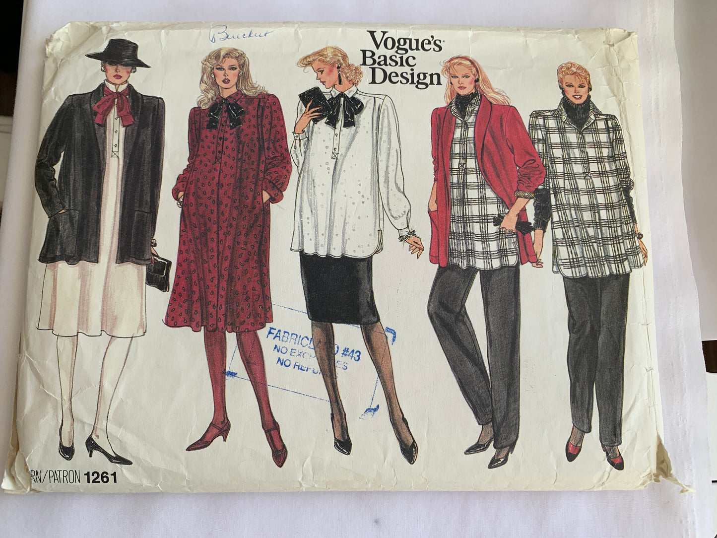 Vogue Sewing Pattern 1261 Misses' Maternity Dress, Jacket, Dress, Top, Pants, Skirts, Loose-Fitting, Shoulder Pads, Pockets, Size 6-10, Uncut, Vintage 1986