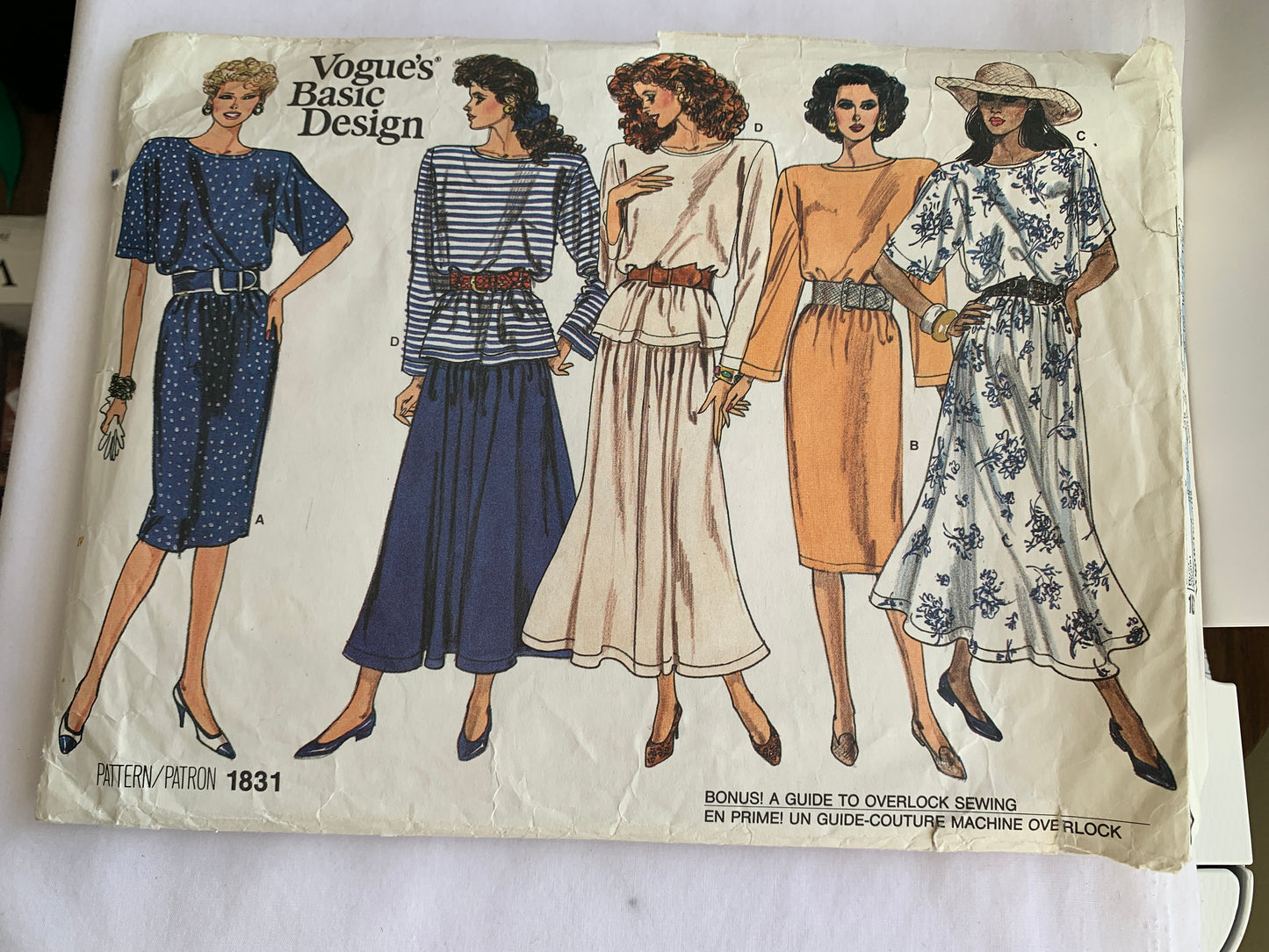 Vogue Sewing Pattern 1831 Misses' Dress, Top, Skirt, Loose-Fitting, Shoulder Pads, Flared, Side Zipper, Size 8-12, Uncut, Vintage 1997