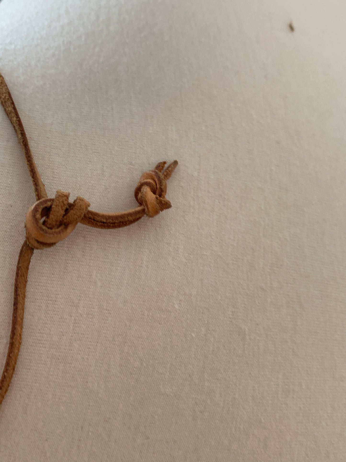 Vintage Handmade Hippie Chunky Leather, Wood Necklace, Tied Back, Brown, Tanned Abstract Beads, Peace Symbol, Costume Jewelry