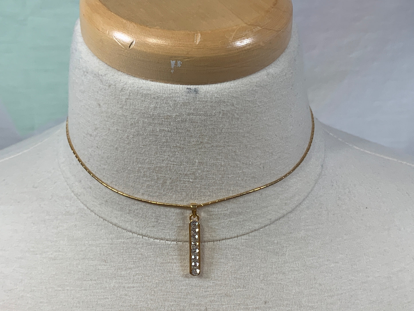 Vintage Delicate Fifth Avenue Clear Rhinestone Choker Necklace, Gold Tone, Lobster Clasp, Costume Jewelry
