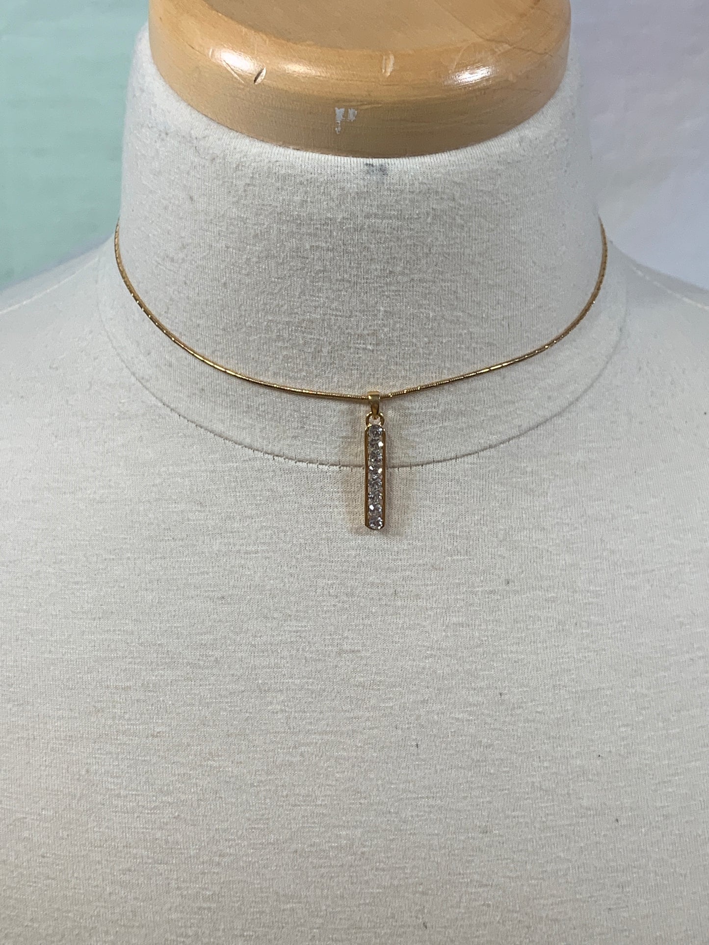 Vintage Delicate Fifth Avenue Clear Rhinestone Choker Necklace, Gold Tone, Lobster Clasp, Costume Jewelry