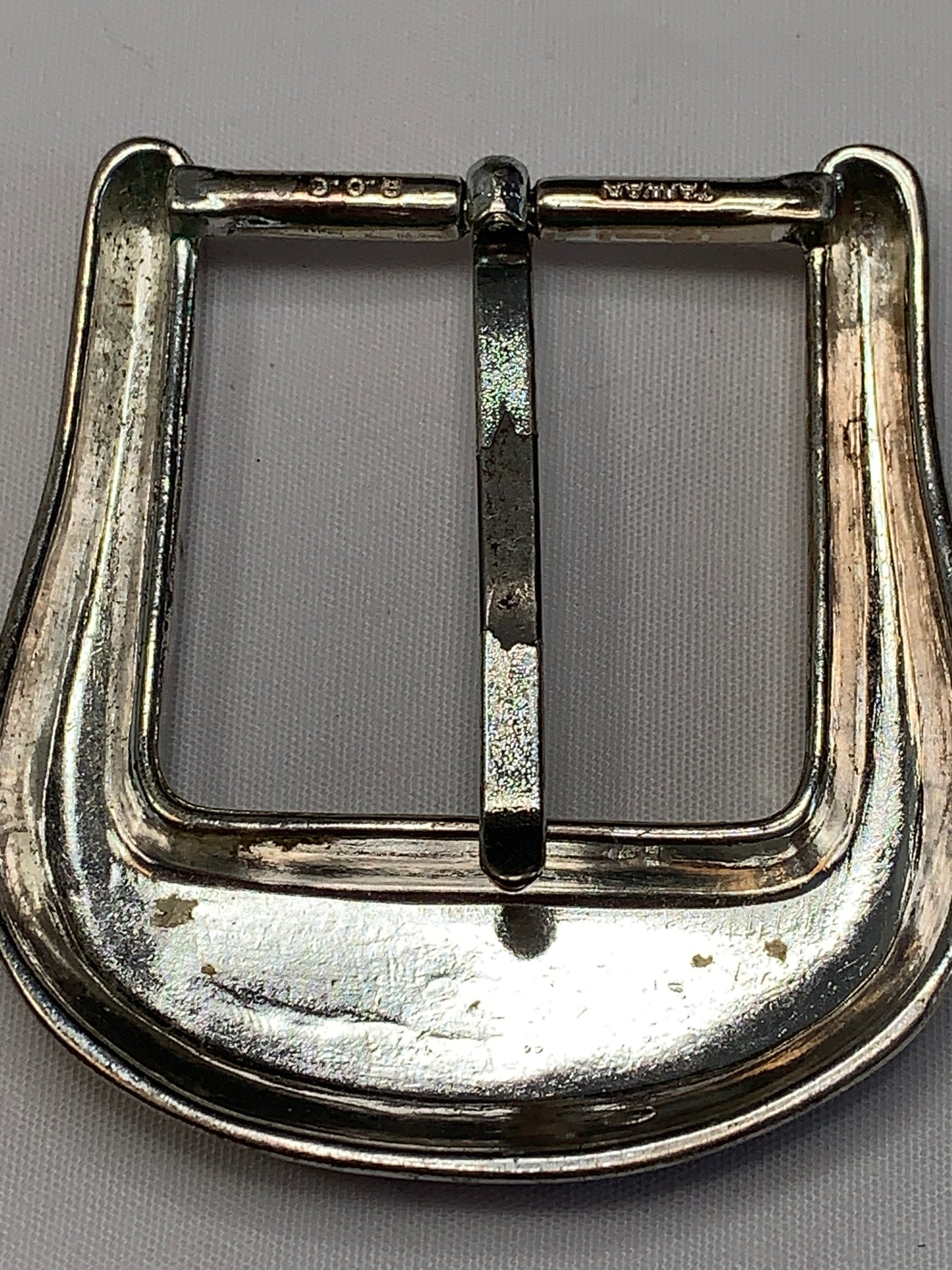 Vintage Nocona Pin Silver Belt Buckle, Western Theme, Taiwan, Used, Circa 1970's