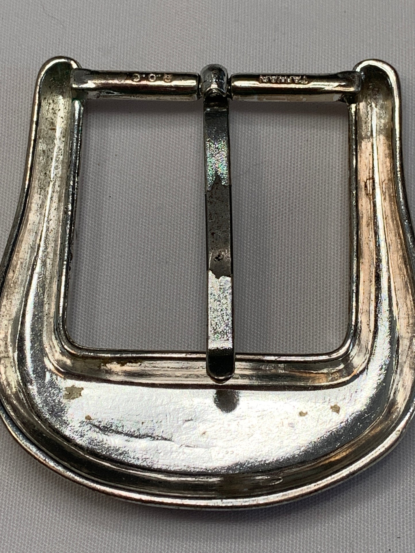 Vintage Nocona Pin Silver Belt Buckle, Western Theme, Taiwan, Used, Circa 1970's