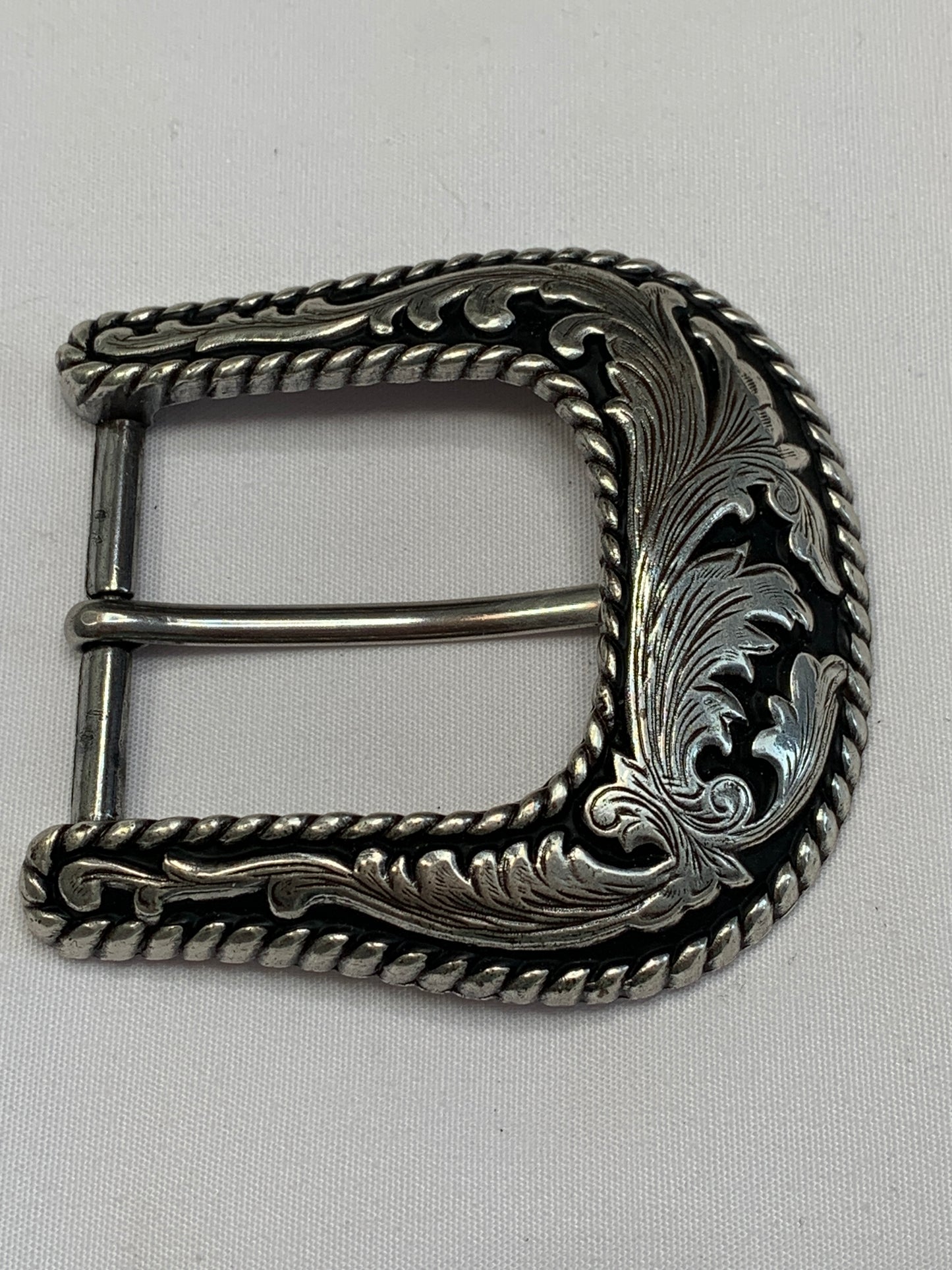 Vintage Pin Silver Belt Buckle, Western Theme, Taiwan, Used, Circa 1970's