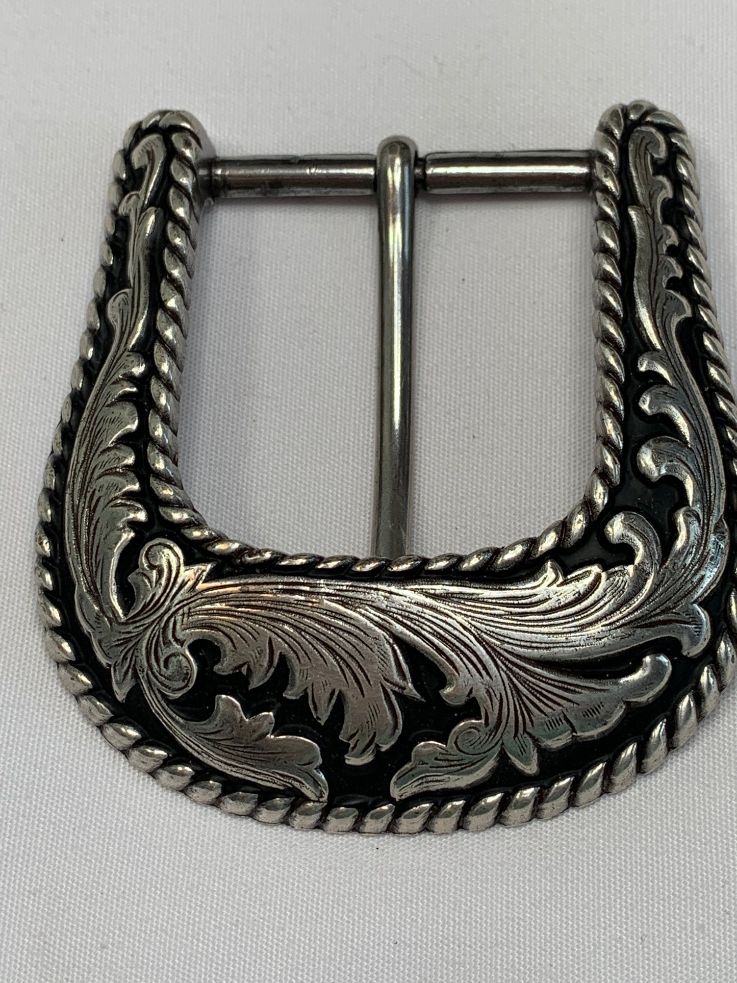 Vintage Pin Silver Belt Buckle, Western Theme, Taiwan, Used, Circa 1970's