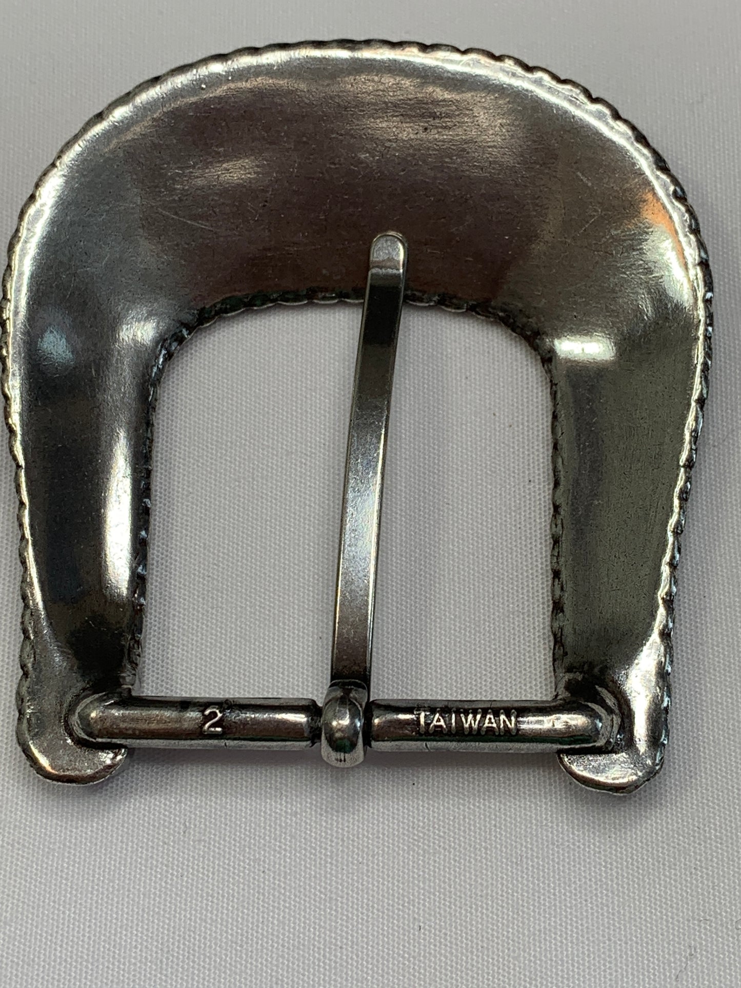 Vintage Pin Silver Belt Buckle, Western Theme, Taiwan, Used, Circa 1970's