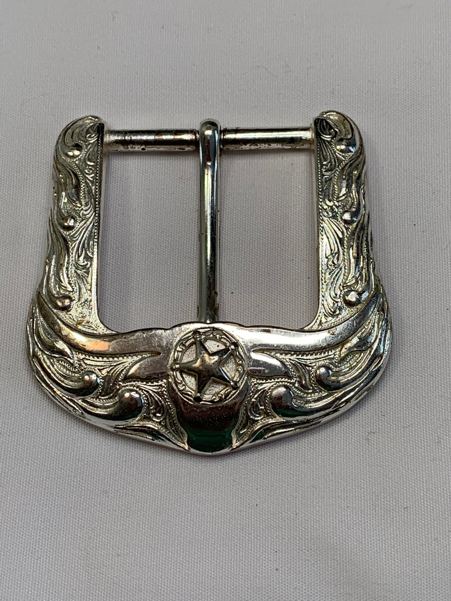 Texas Long-Horn Pin Silver Belt Buckle, Used, Circa 1970's