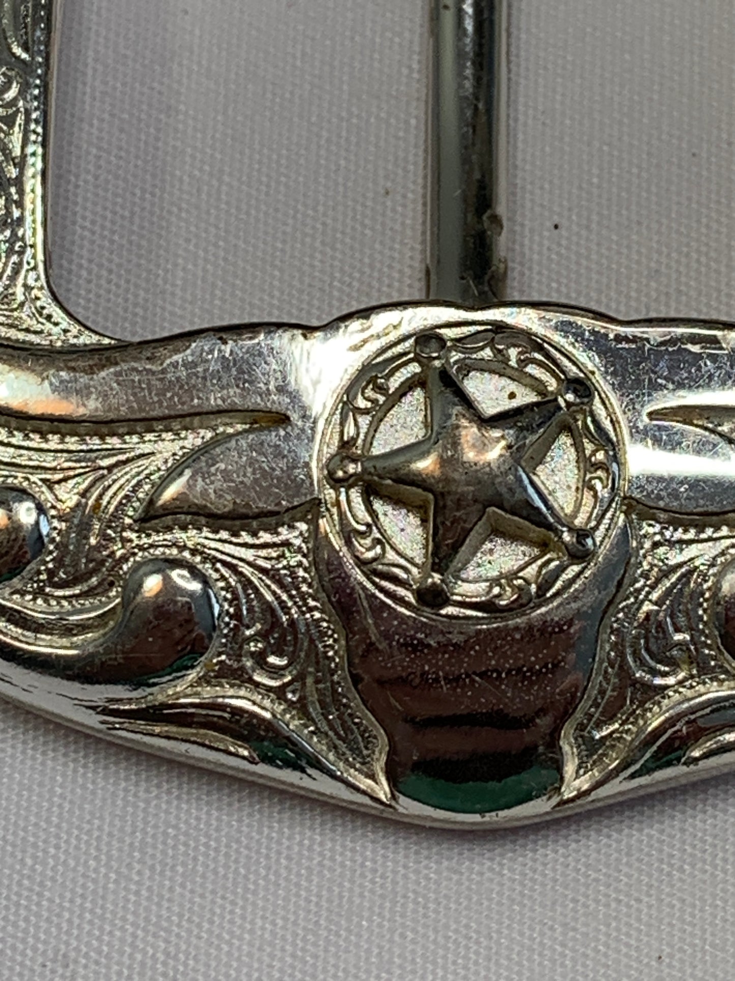 Texas Long-Horn Pin Silver Belt Buckle, Used, Circa 1970's