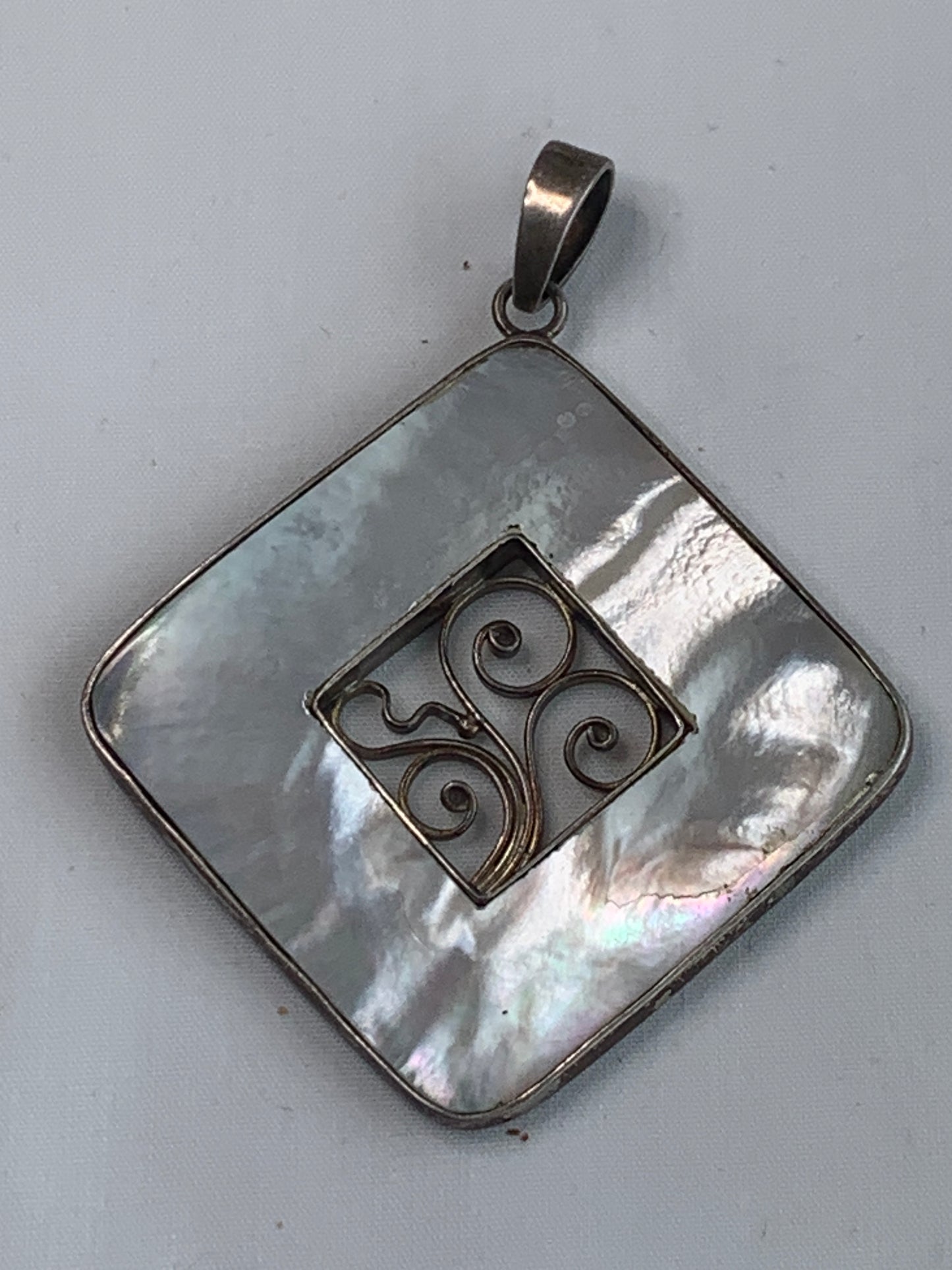 Imitation Shell Pendant, Gold Abstract, Gold Toned Bail, Square, Gold Design