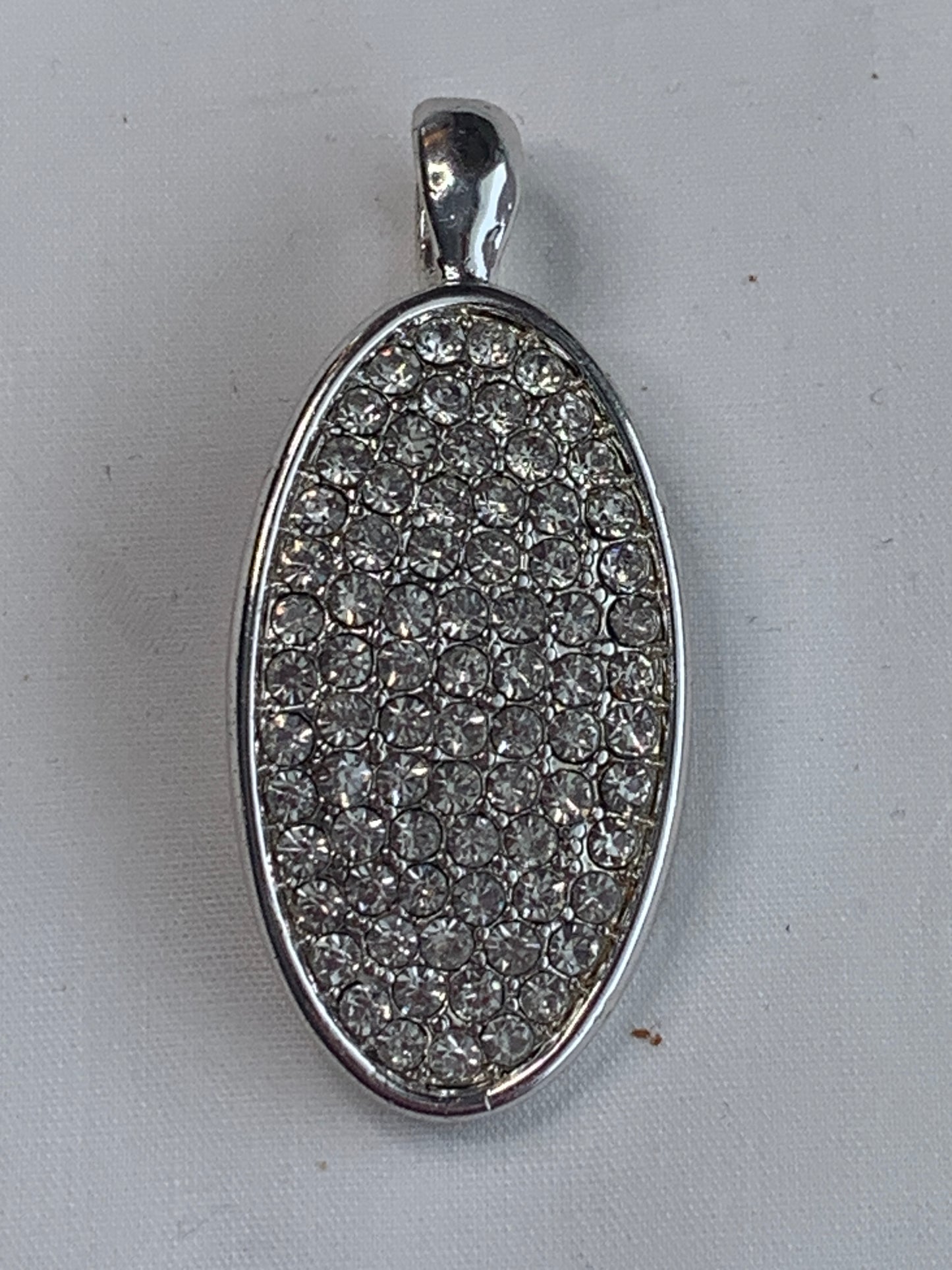 Silver/Clear Rhinestone Pendant, Silver Toned Bail