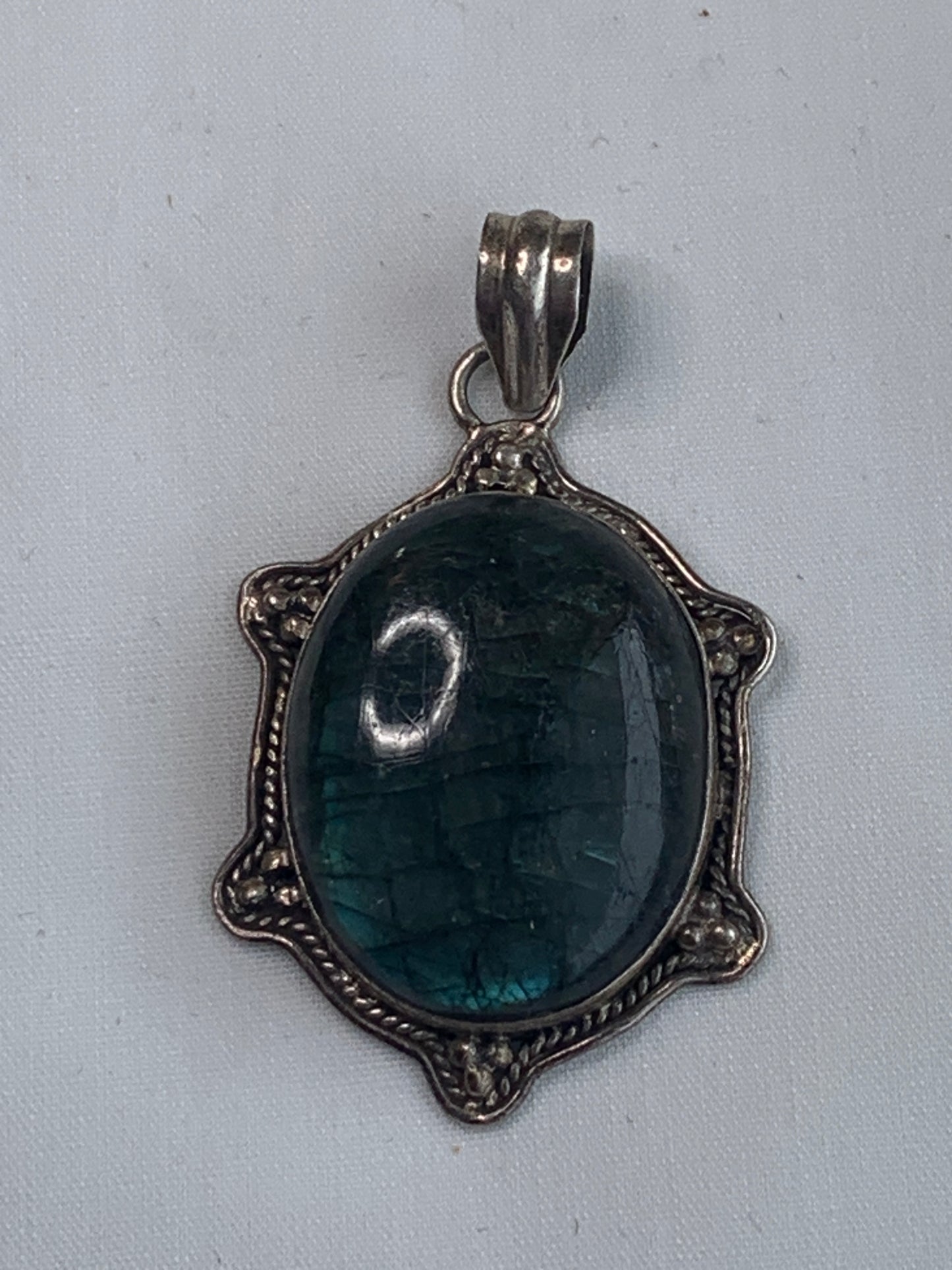 Silver Shaped Turtle, Blue Stone Shell, Silver Toned, Silver Bail