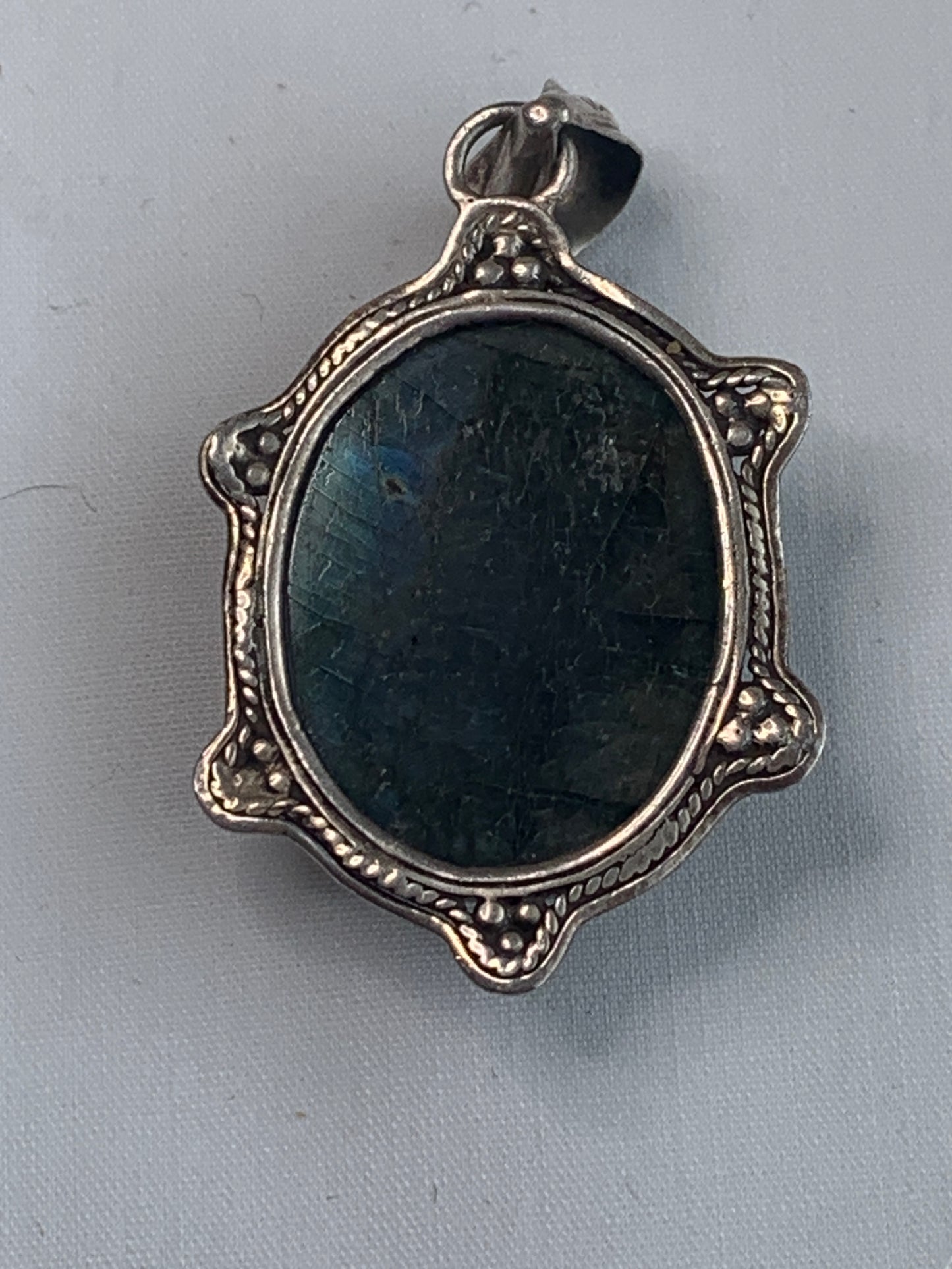 Silver Shaped Turtle, Blue Stone Shell, Silver Toned, Silver Bail