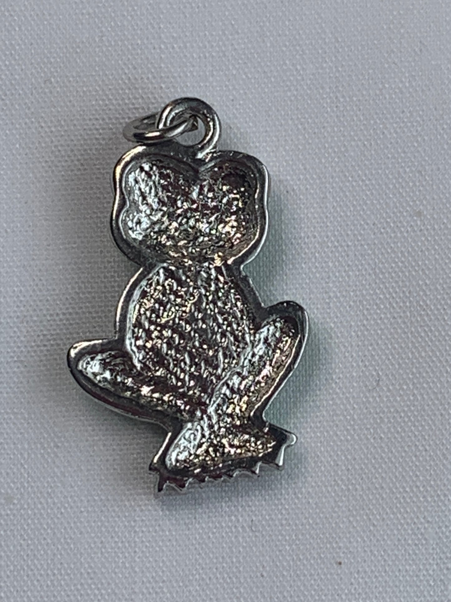 Green/Silver Frog Pendant, Silver Bail, Red Bow Tie