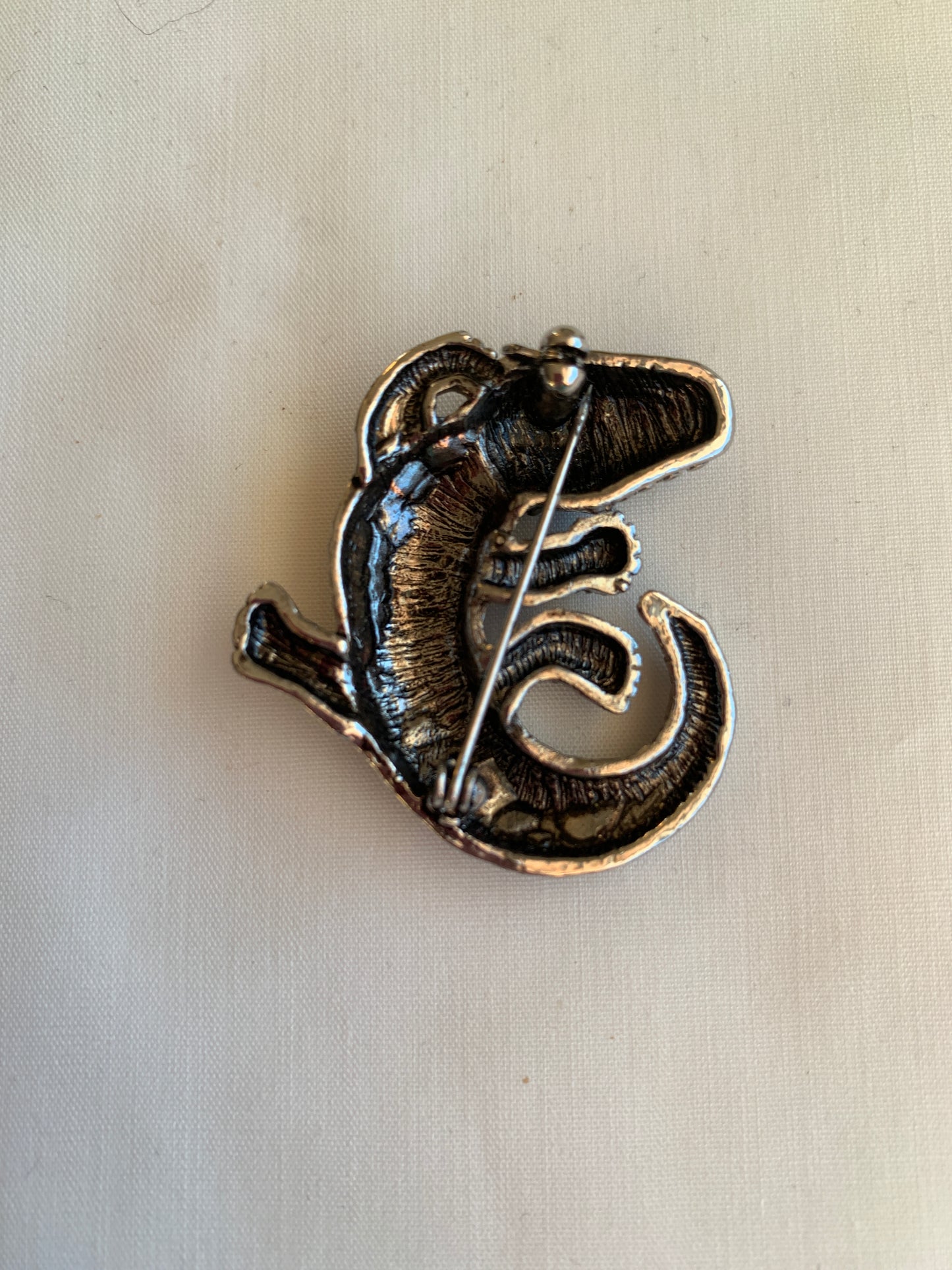 Silver Alligator Pin, Rolled Safety Pin Closing, Silver Tone
