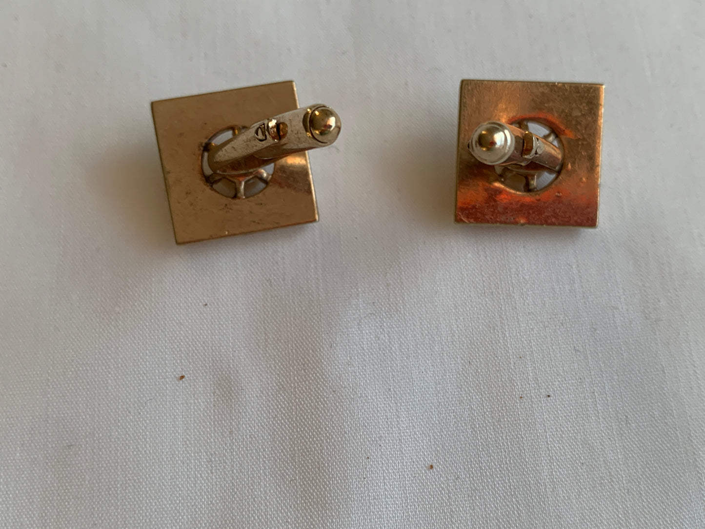 Men's Cuff Links, Gold Toned, White Bead