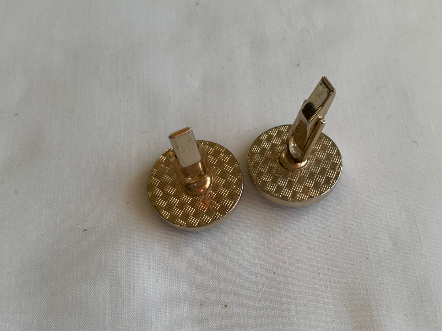 Men's Cufflinks, Round Black Abstract Design, Gold Toned,